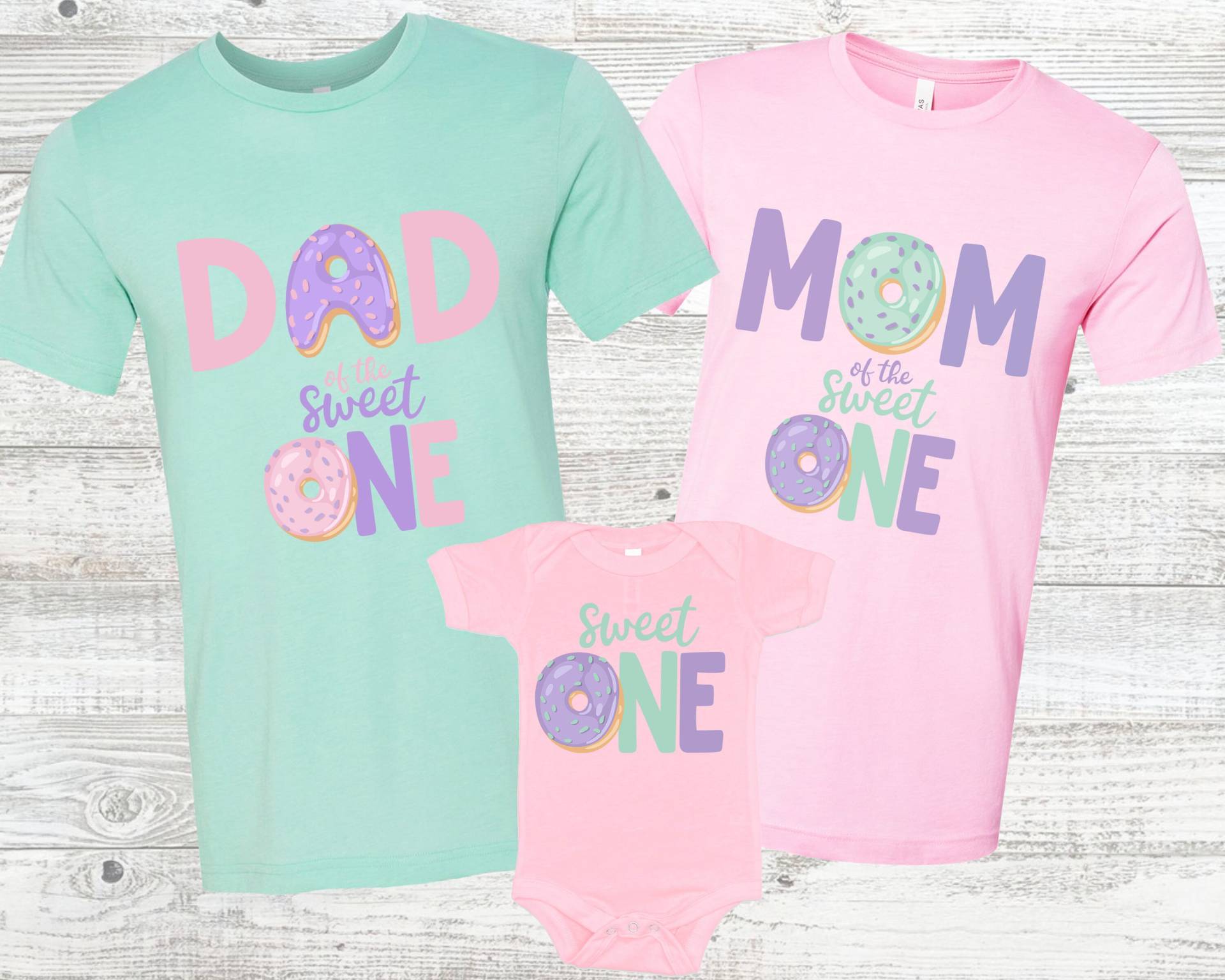 Donut 1. Geburtstag Passende Familie Shirts in Pink Und Mint - Sweet One Mädchen, Familienhemden, Mama Papa Nana, Aufwachsen von noellebydesign