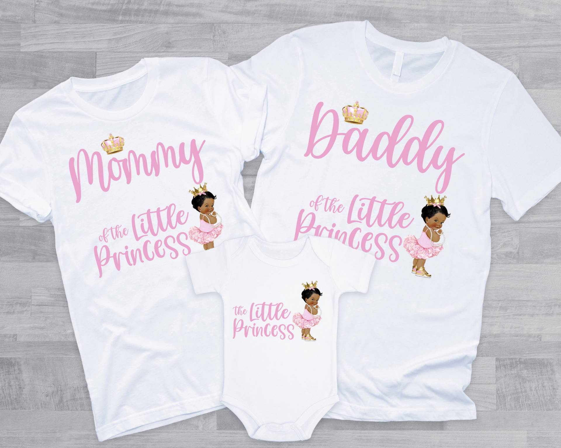 Kleine Prinzessin Passende Familienshirts - Roségold Geburtstagskind, Babyparty-Shirts, Mama Papa Oma Opa Bruder Schwester, Krone von noellebydesign