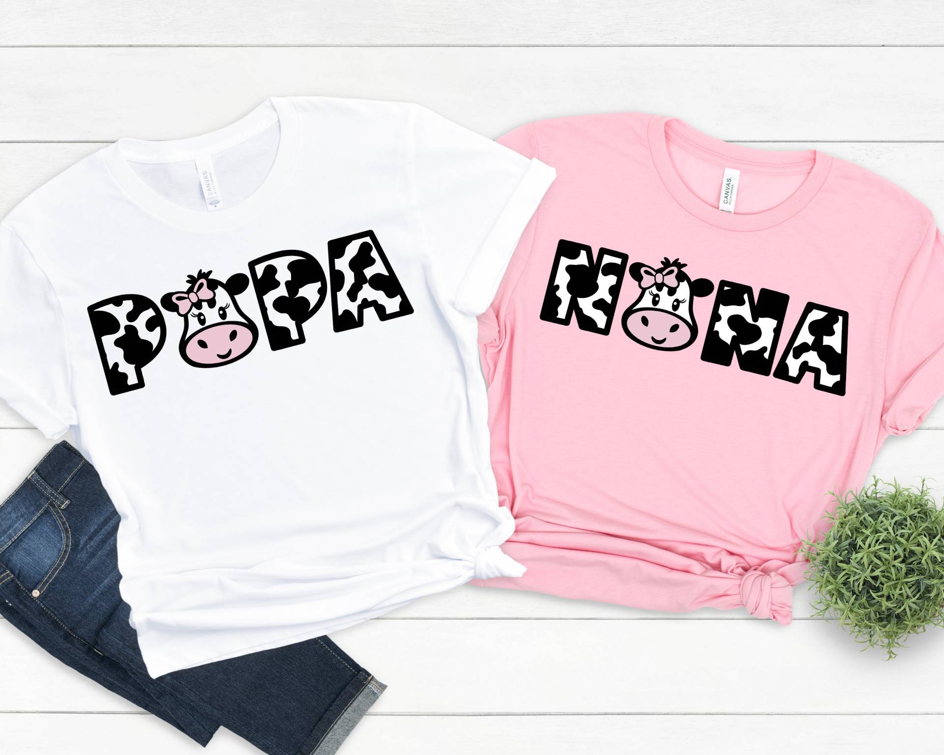 Kuh Geburtstag Passende Familien Shirts - Rosa Geburtstagskind, Großeltern Nana, Ein Bodysuit, Barnyard von noellebydesign