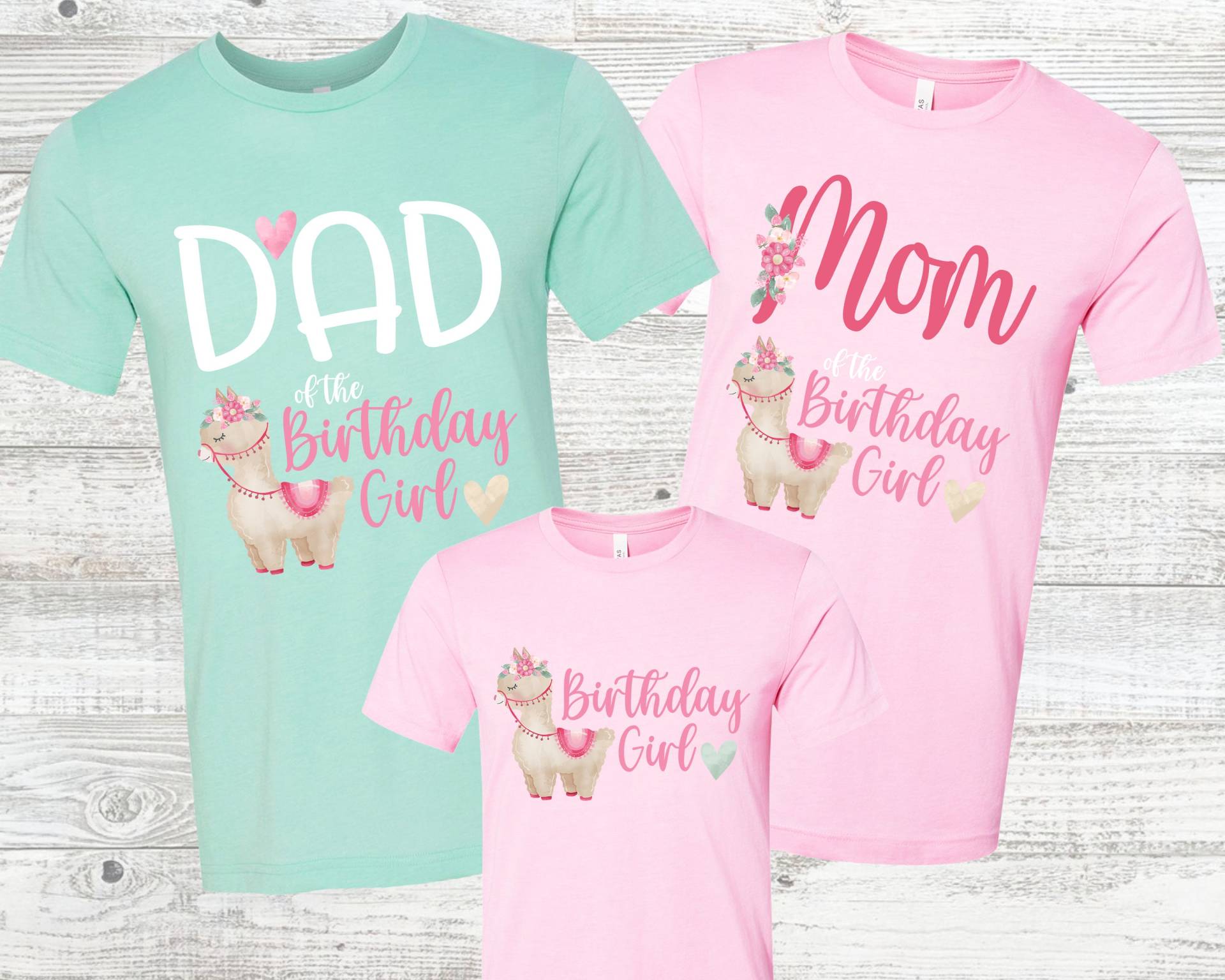 Lama Fiesta Geburtstag Passende Familie Pink Und Mint Shirts - Geburtstagsfeier Mädchen, Mama Papa Nana Tante, Rosa Minze von noellebydesign