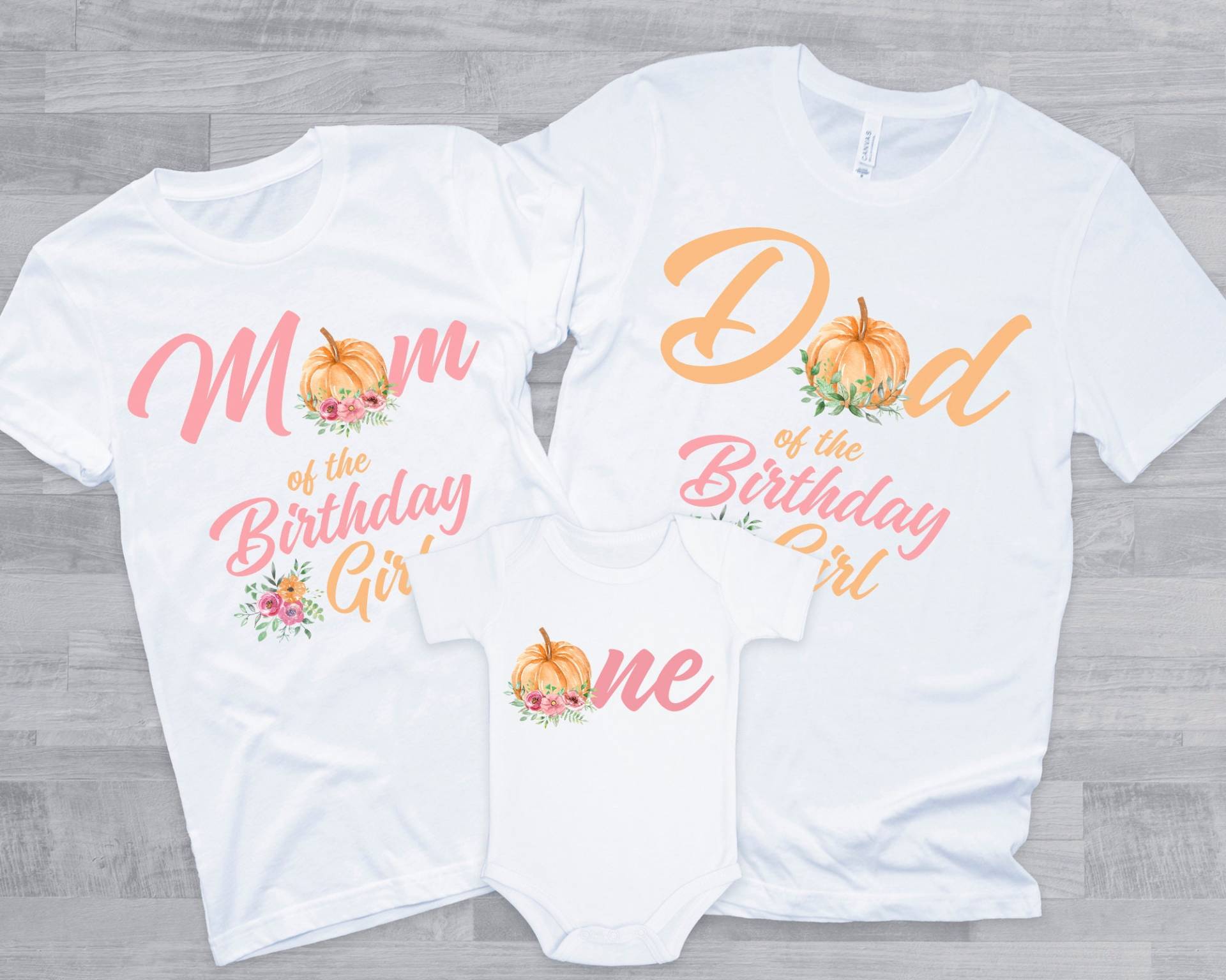 Pink Kürbis Geburtstag Familien Shirts - Pink Und Orange 1. Mädchen, Mama Papa Nana Bruder Tante, Unser Kleiner Ist Einer von noellebydesign