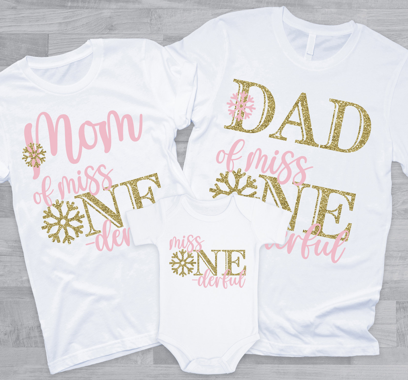 Pink Und Gold Winter Onederland Geburtstag Familien Shirts - Schneeflocke 1.geburtstag Mädchen, Mama Papa Nana Bruder Schwester Tante, Schnee Viel von noellebydesign