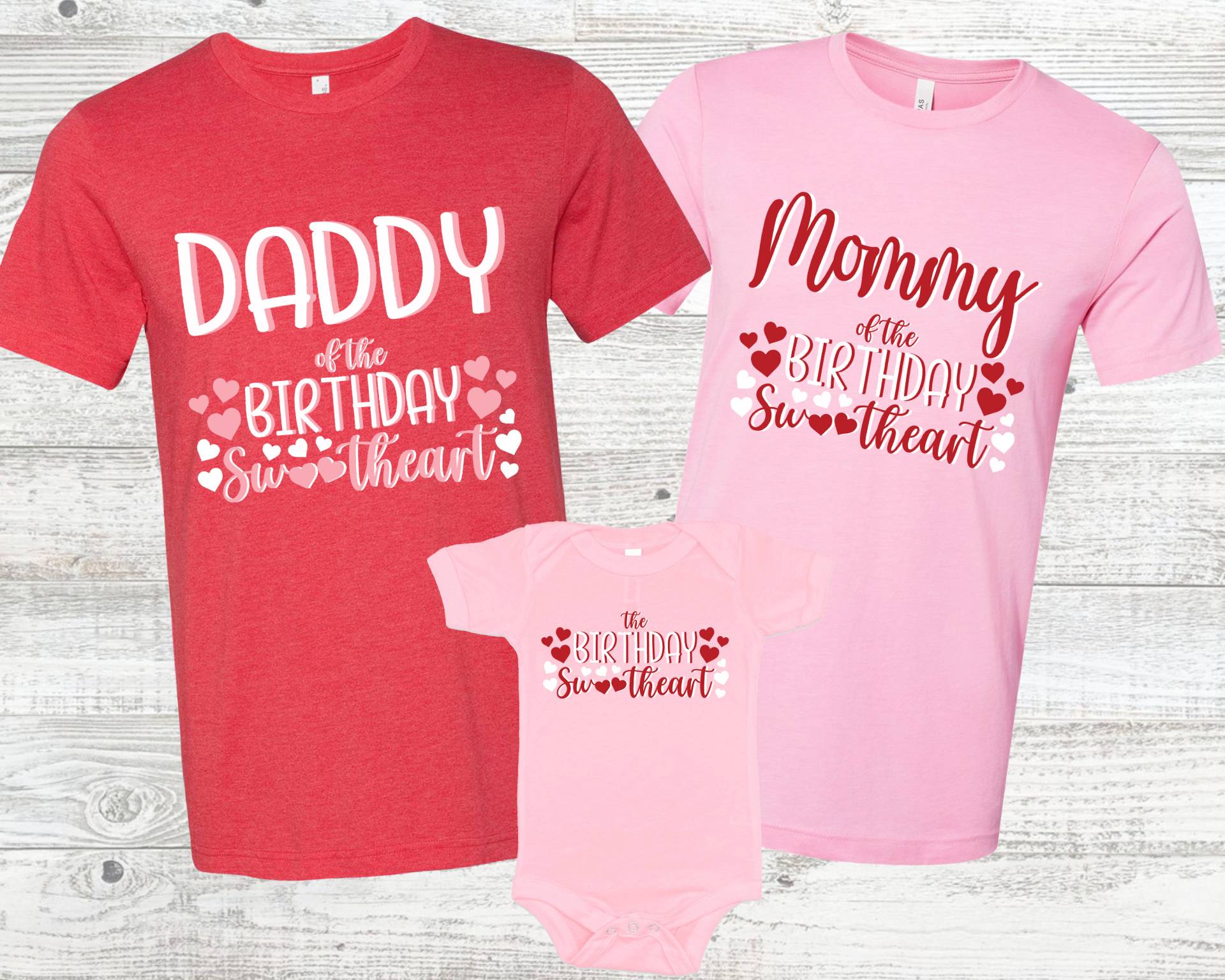 Pink Und Rot Valentinstag Geburtstag Shirts - Unsere Liebsten Geburtstag, Mama Papa Oma Schwester, Rot, Kleiner Schatz, Valentine von noellebydesign