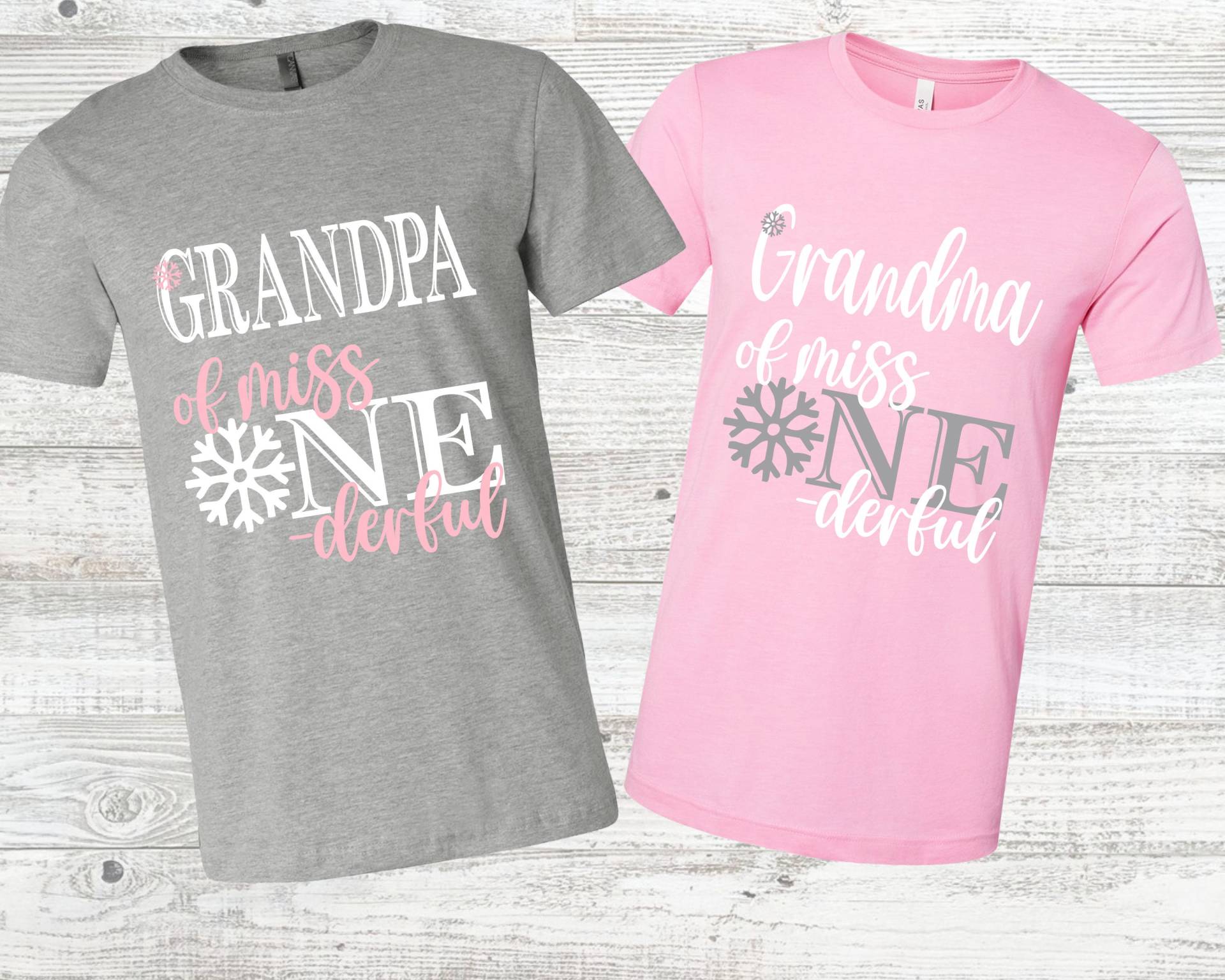 Rosa Und Silber Schneeflocke 1.geburtstag Shirts Für Großeltern - Winter Onederland Mädchen, Nana Oma Mimi Gramm, Rosa Silber, Schnee Viel Spaß von noellebydesign