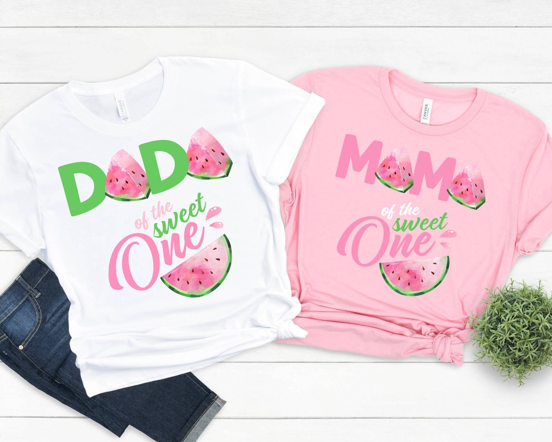 Süßer Einer Geburtstag Mit Passenden Familien Shirts - Rosa Wassermelone 1. Mädchen, Mama Papa Nana Tante, Eins in Einer Melone von noellebydesign