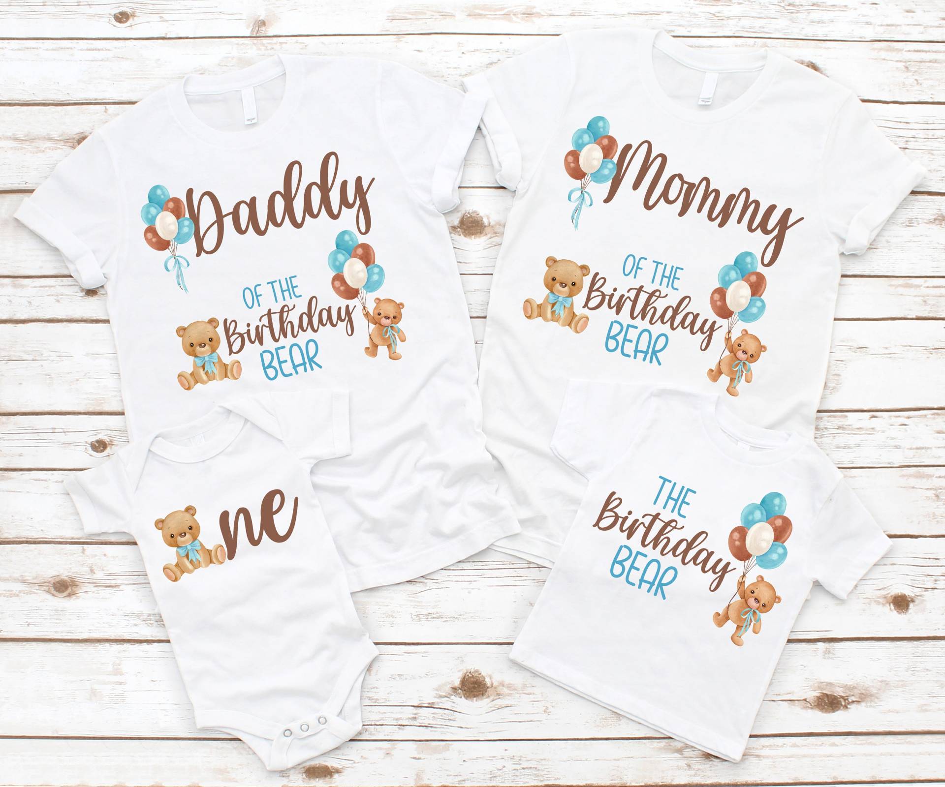 Teddybär Geburtstags-Shirts Für Die Familie - 1. Geburtstag Junge, Mama Papa Oma Bruder, Baby Bär, Blaubär Geburtstag, Geburtstagsparty von noellebydesign