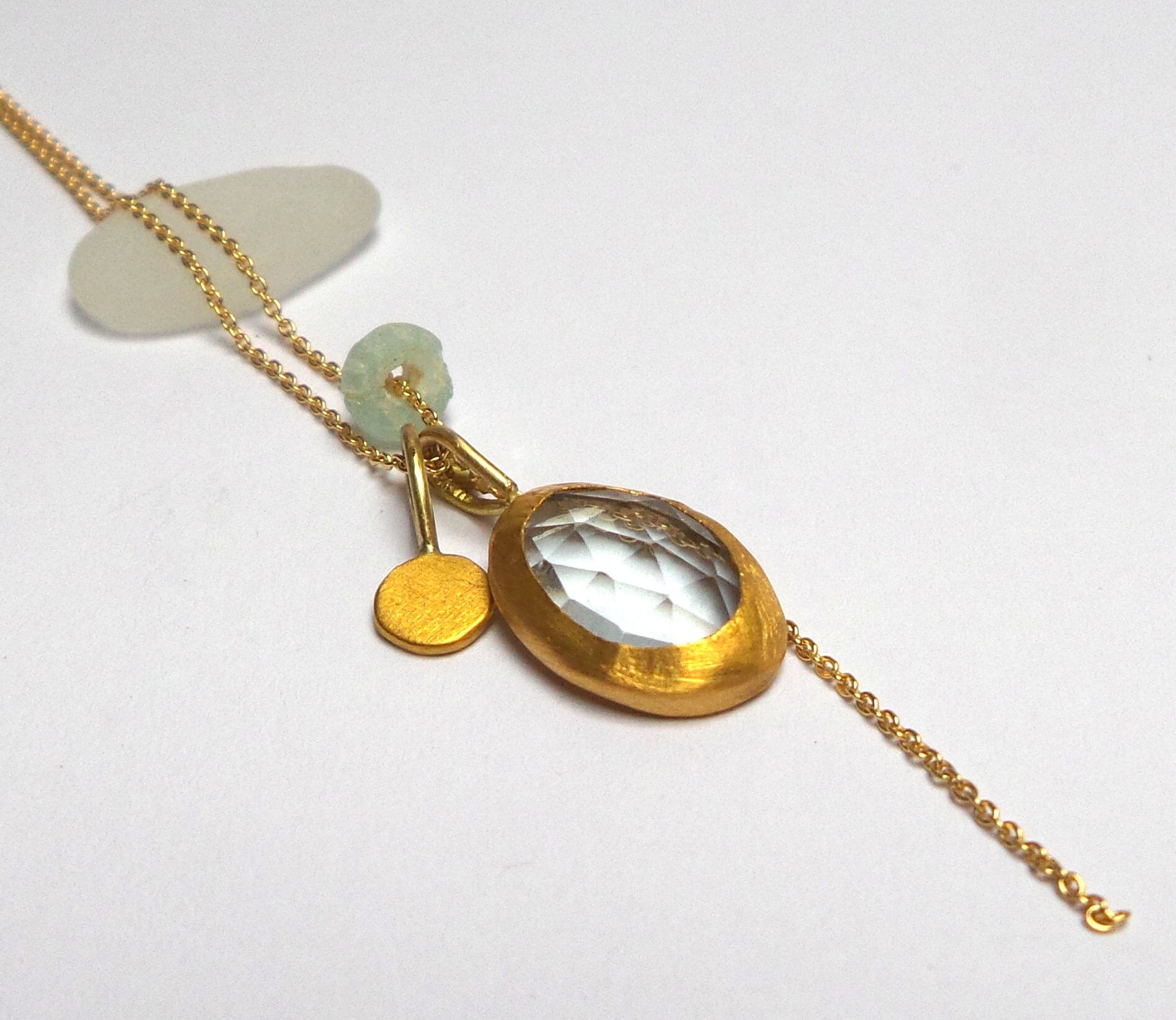 Blautopas Anhänger - Gold 24K 18K Goldkette Halsketten Halskette Kostenloser Versand von nogaseeds