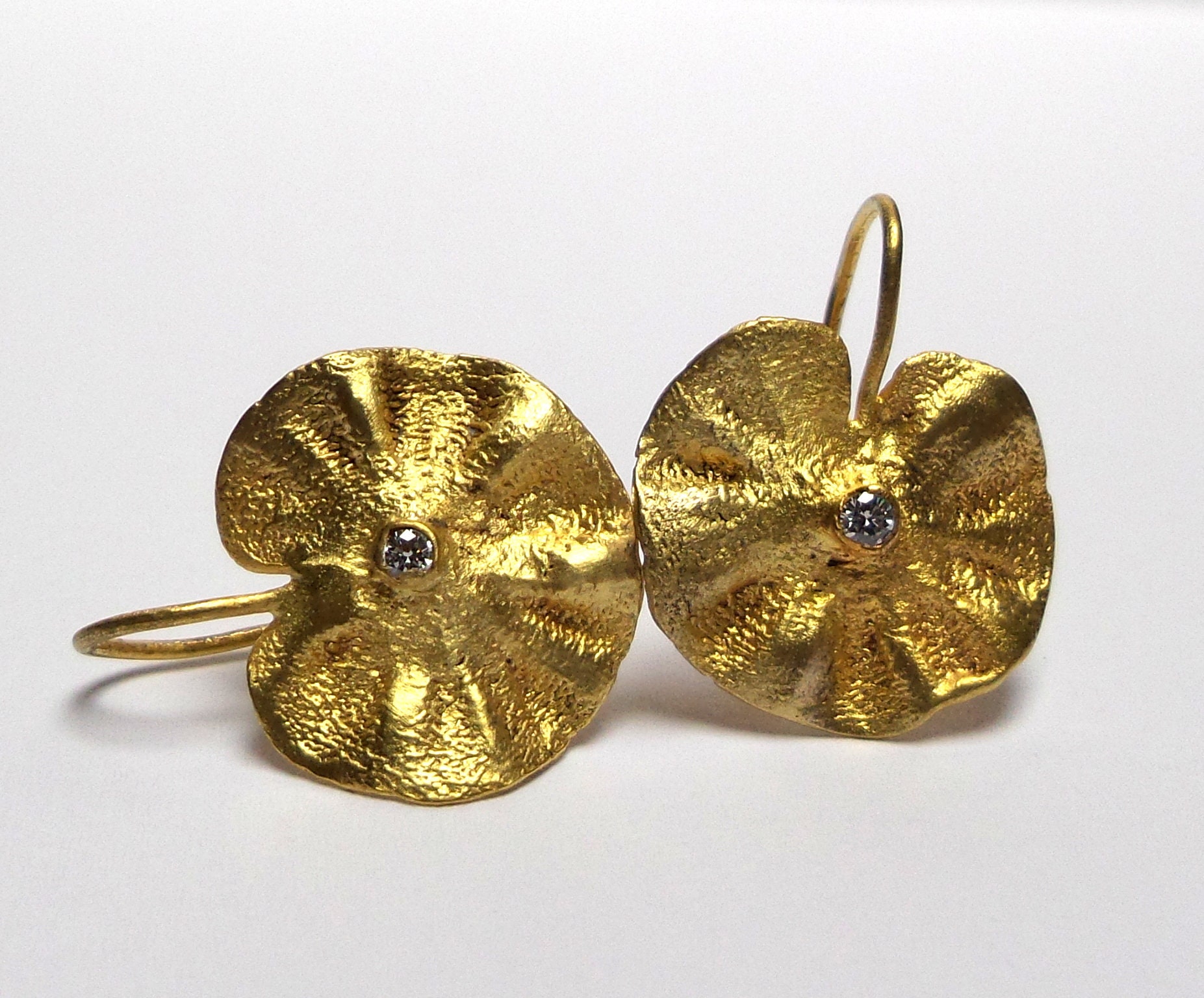 Blumen Ohrringe - Gold 14K Diamanten Seeds Collection Kostenloser Versand von nogaseeds