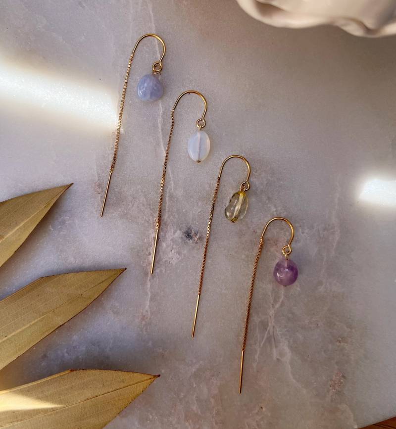 Nohea | Handgemachte Fädelohrringe Mit Verschiedenen Anhängern - Edelstein, Heilstein von noheajewellery