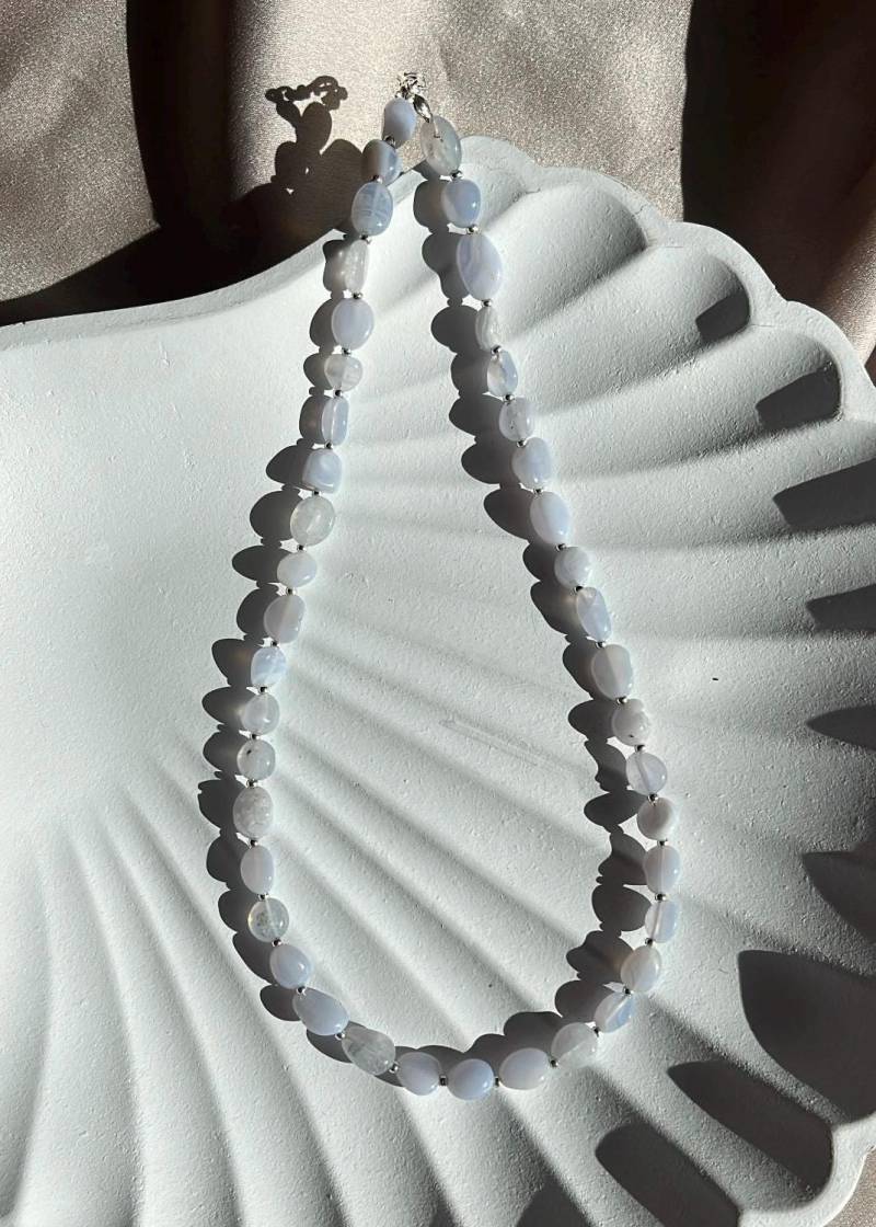 Nohea| Handgemachte Halskette Mit Edelsteinen/ Heilsteinen - Achat Und Sterling Silber Perlen, Geschenkidee von noheajewellery