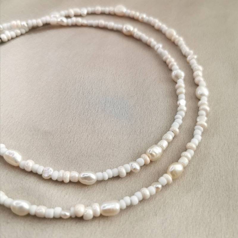 Nohea | Handgemachte Perlenkette "Luana' Mit Süßwasserperlen - Perlmutt, Gold Oder Silber, Edelstahl von noheajewellery