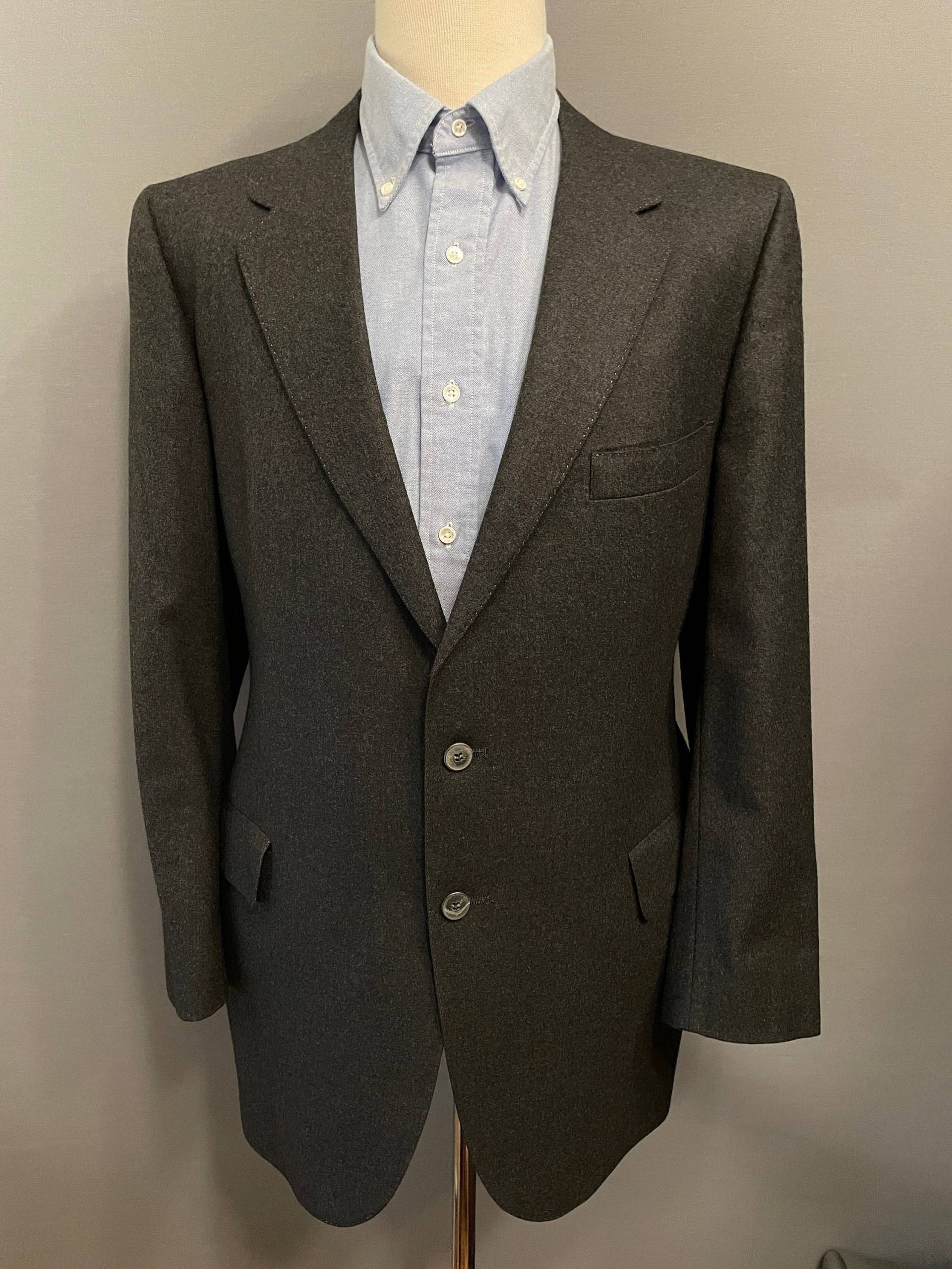 1970Er Lanvin Herren Woll Flanell 2-Knopf Blazer - Gr. 42 von noiseofcarpet