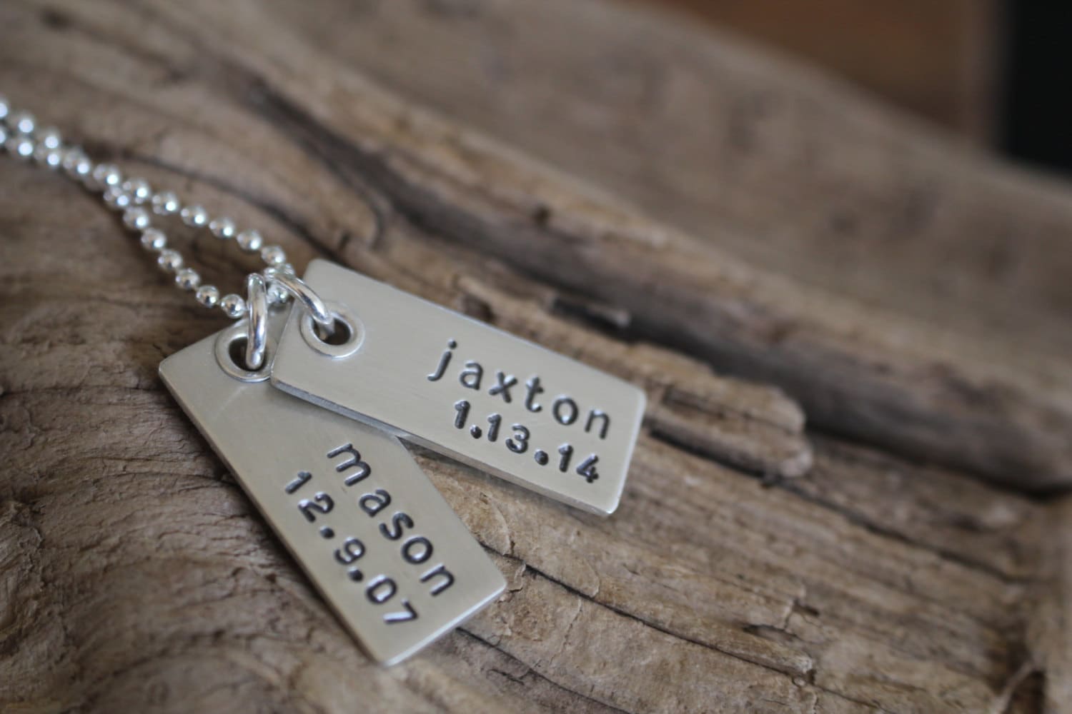 Personalisierte Hundemarke, Namen Und Datum Halskette, Mama Schmuck, Papa Halskette - Sterling Silber Geschenk Für Neuen Vater von noisycricket