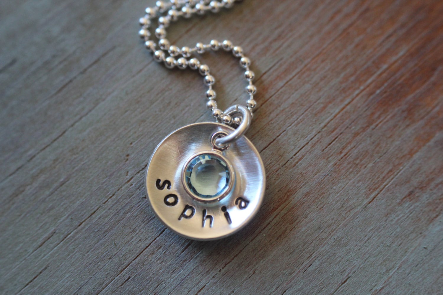 Personalisierte Sterling Silber Schmuck Hand Gestempelt Name Geburtsstein Halskette von noisycricket