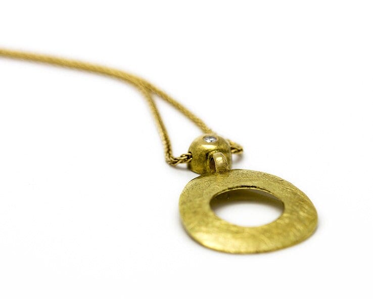 18K Gold Frauen Charme Halskette, Gelbgold Diamant Anhänger Kette Halskette von nomikaufmanjewelry