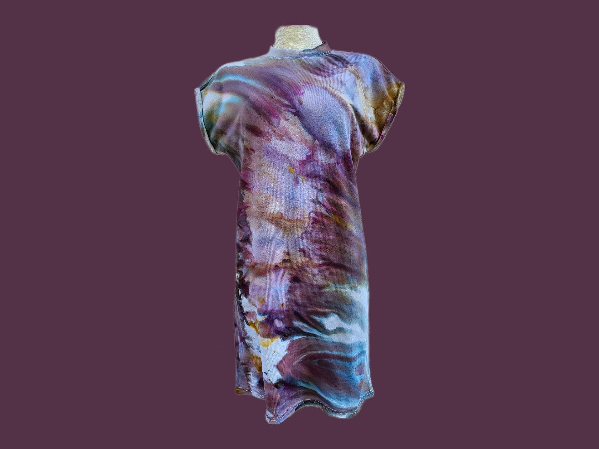 Lila Ice Dye Sommerkleid in Größe M Tie Strandkleid Batik Kleid Baumwolle von nomimikriberlin