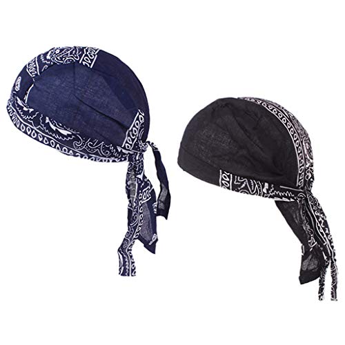 non-brand 2 Stück Damen Herren Headwear Bandana Kopftuch Chemo Kopfbedeckung Krebs Cap 100% Baumwolle von Baoblaze