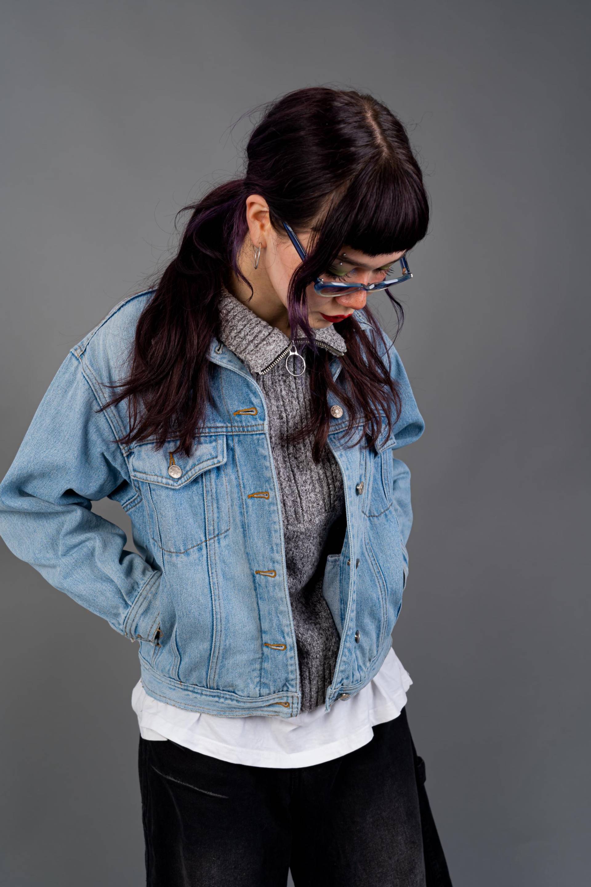 80S Vintage Blue Denim Trucker Jacket - Size S Gender Neutral Grunge Style Arizona Jeans Jacket von nonaClothingVintage