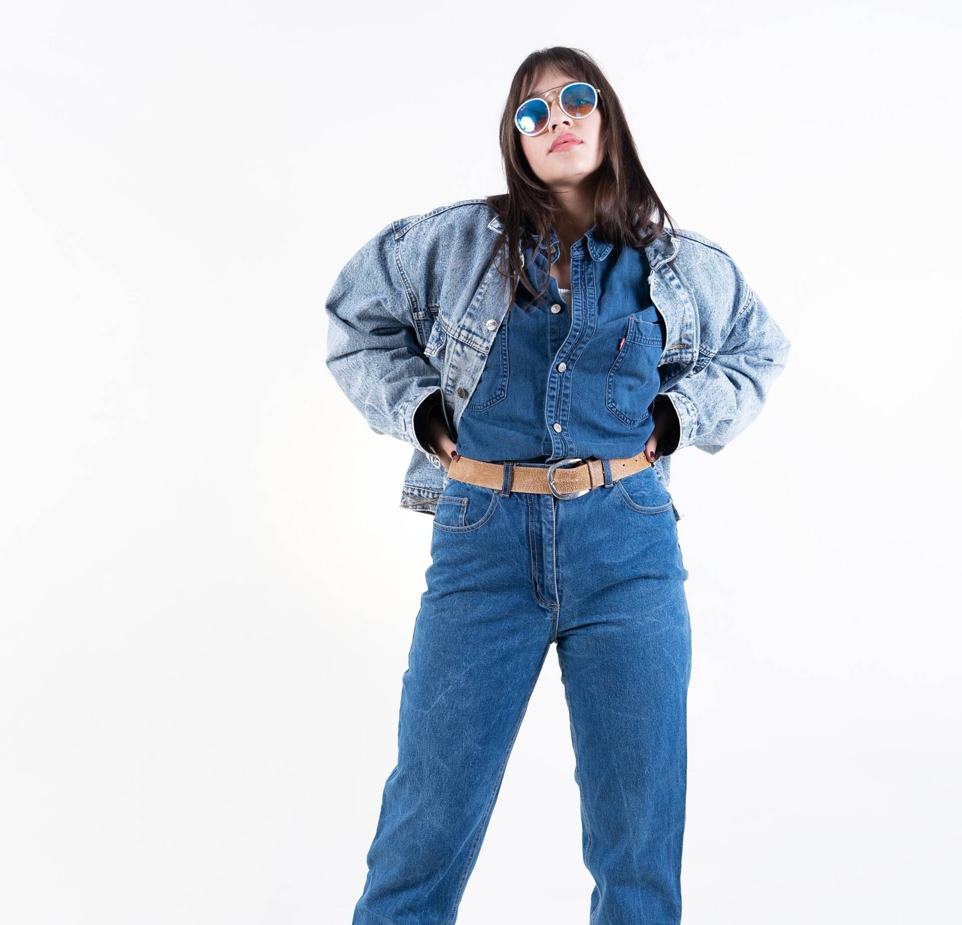 80S Vintage Denim Jacket Dark Blue Size M Jeans Hard Cotton Gender Neutral Outdoor Granola Lumberjack Style Second Hand Clothing von nonaClothingVintage