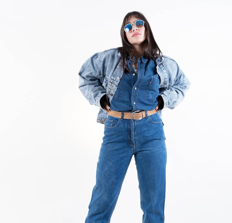 80S Vintage Denim Jacket Dark Blue Size M Jeans Hard Cotton Gender Neutral Outdoor Granola Lumberjack Style Second Hand Clothing von nonaClothingVintage