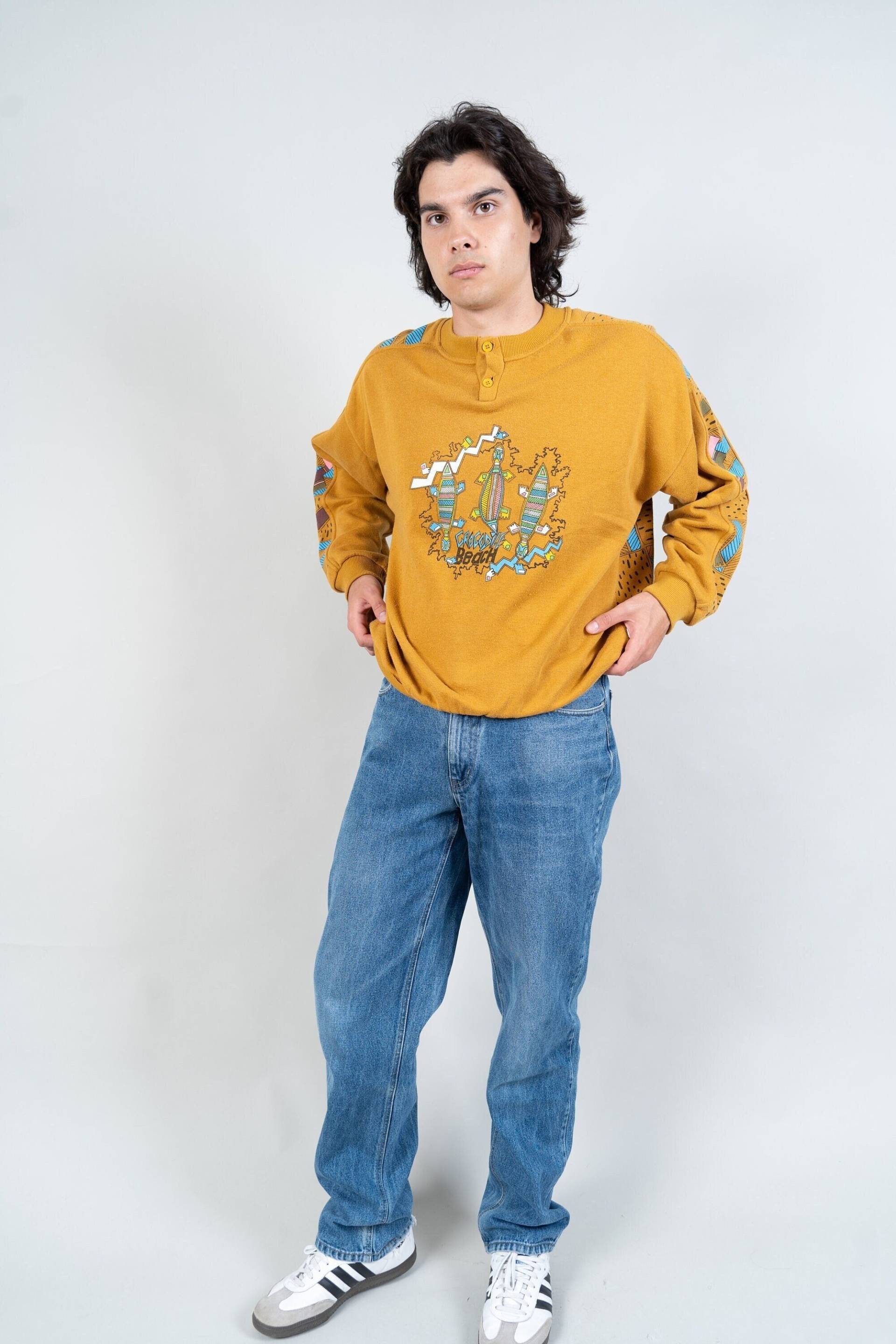 80S Vintage Denim Jeans Pants Regular Fit Waist 36 Size L Arizona Light Blue Wash Original von nonaClothingVintage