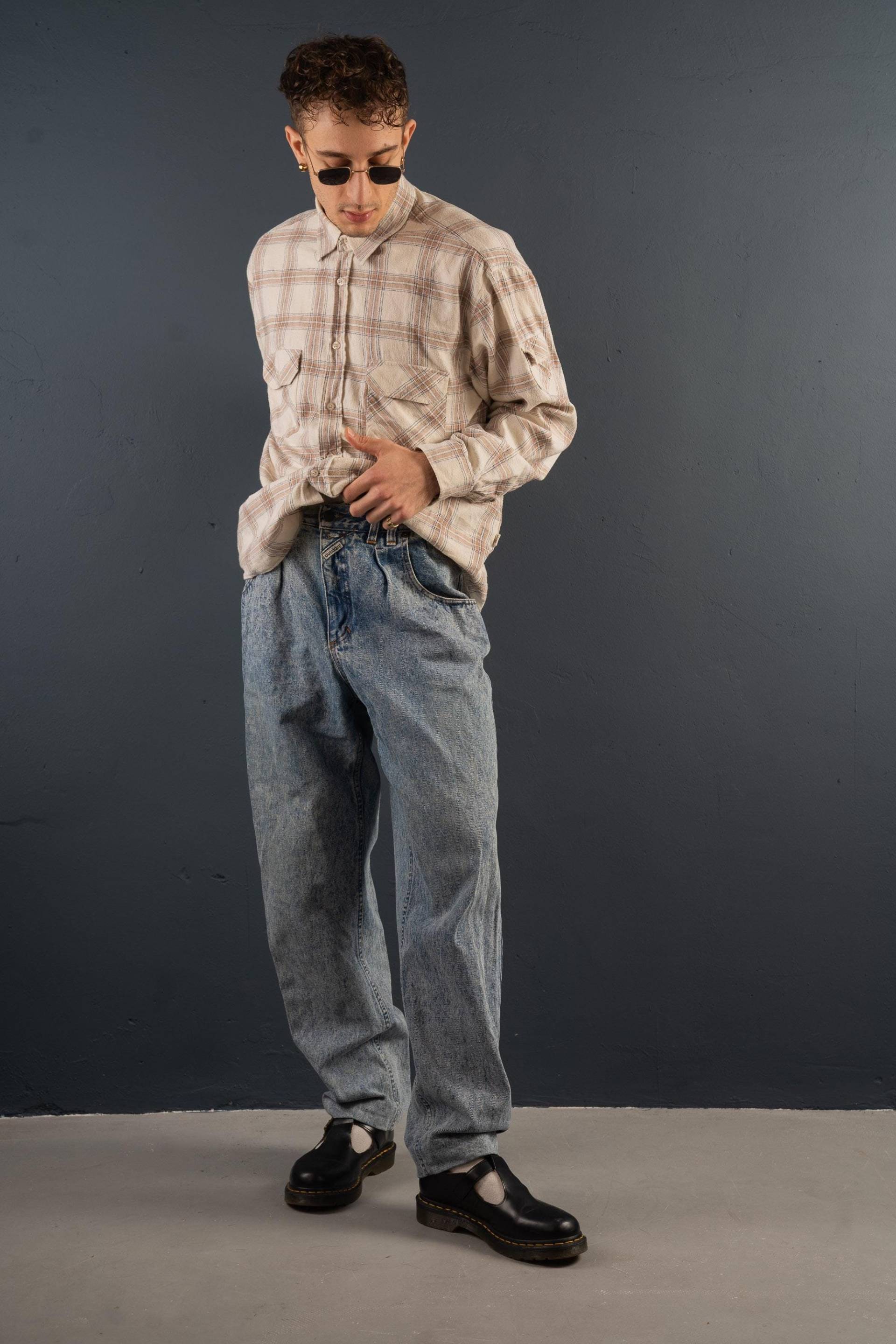 80S Vintage Denim Pants Jeans Trousers Size L Retro Regular Fit Gender Neutral von nonaClothingVintage