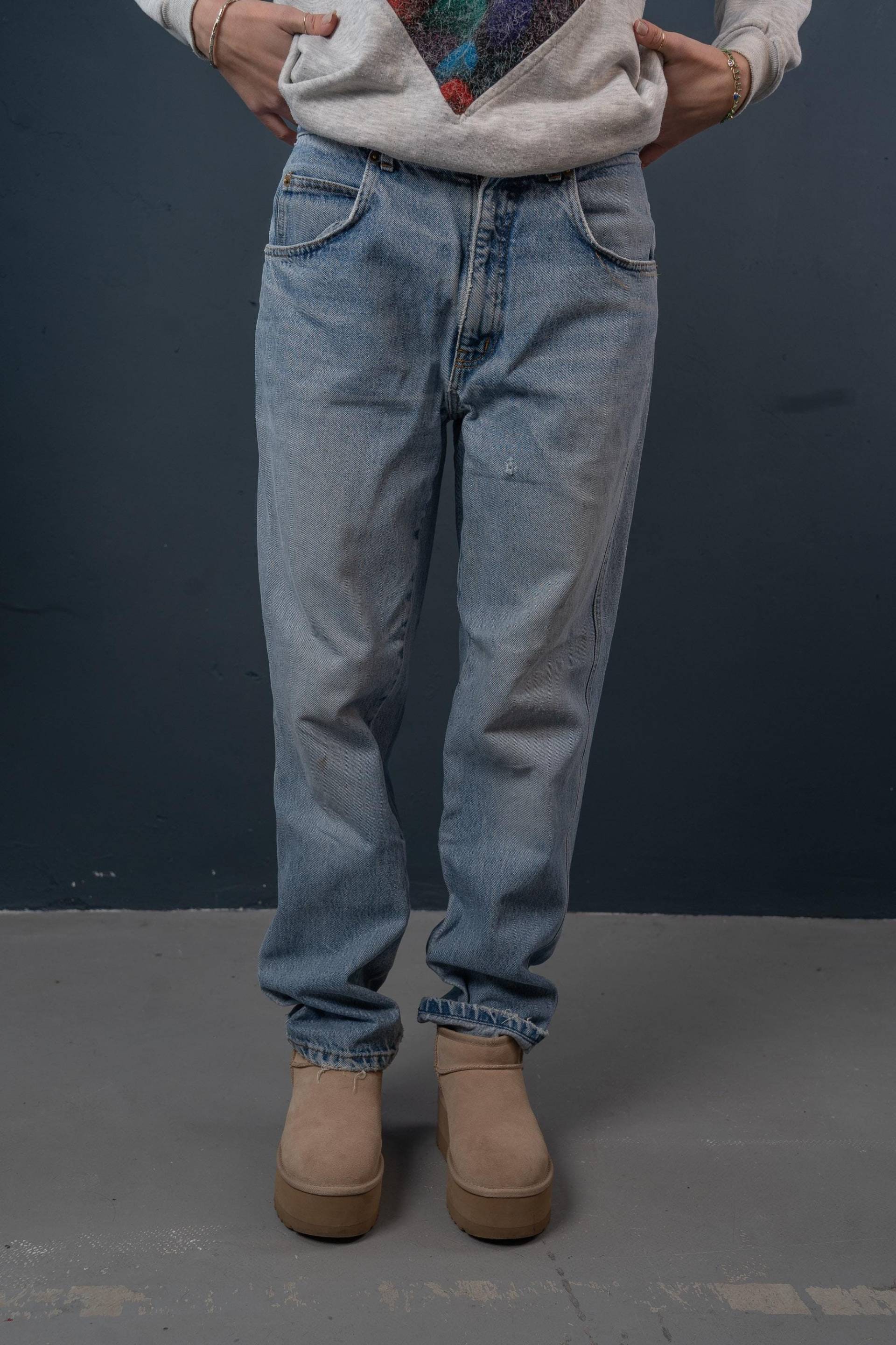 80S Vintage Denim Pants Jeans Trousers Size M Retro Regular Fit Gender Neutral von nonaClothingVintage