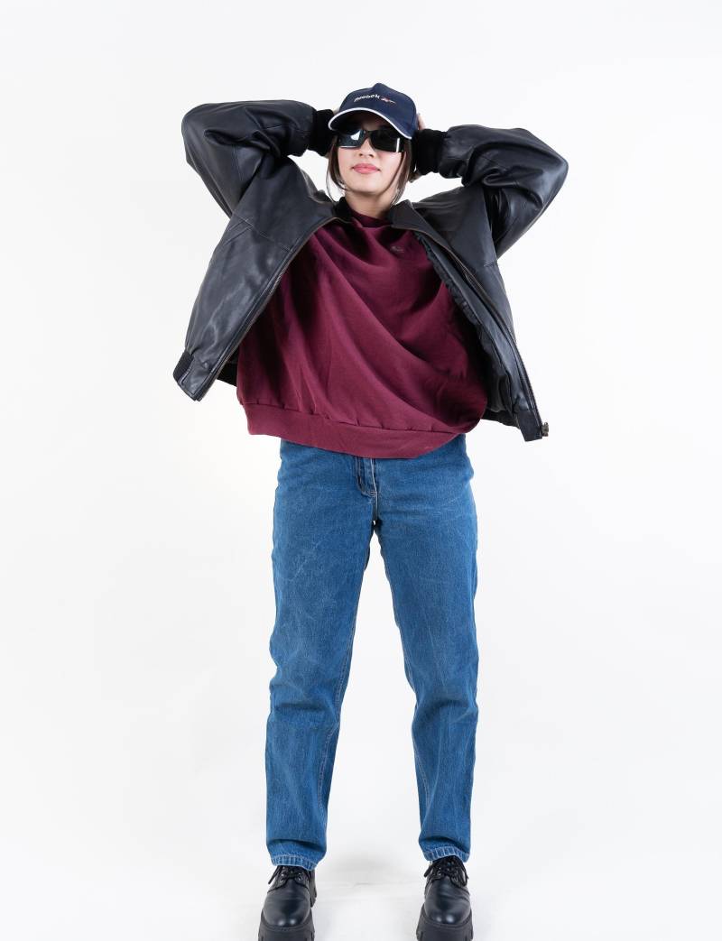 80S Vintage Fake Leather Bomber Jacket Imitate in Black Vegan Size L Second Hand Clothing Gender Neutral Y2K von nonaClothingVintage