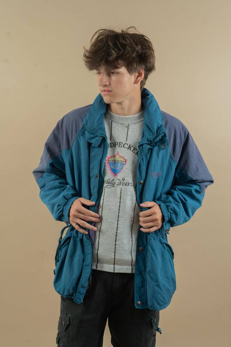 80S Vintage Mammut Outdoor Jacket Goretex Blue With Purple Detail Ski Puffer Size Xl Gender Neutral Windbreaker von nonaClothingVintage