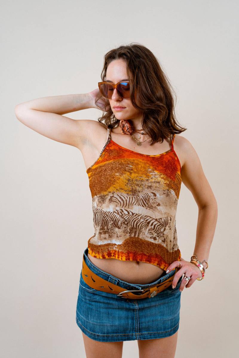 90S Y2K Slip Top Style With Animal Print Size S Boho Chic Aesthetics Low Waist Pinterest von nonaClothingVintage