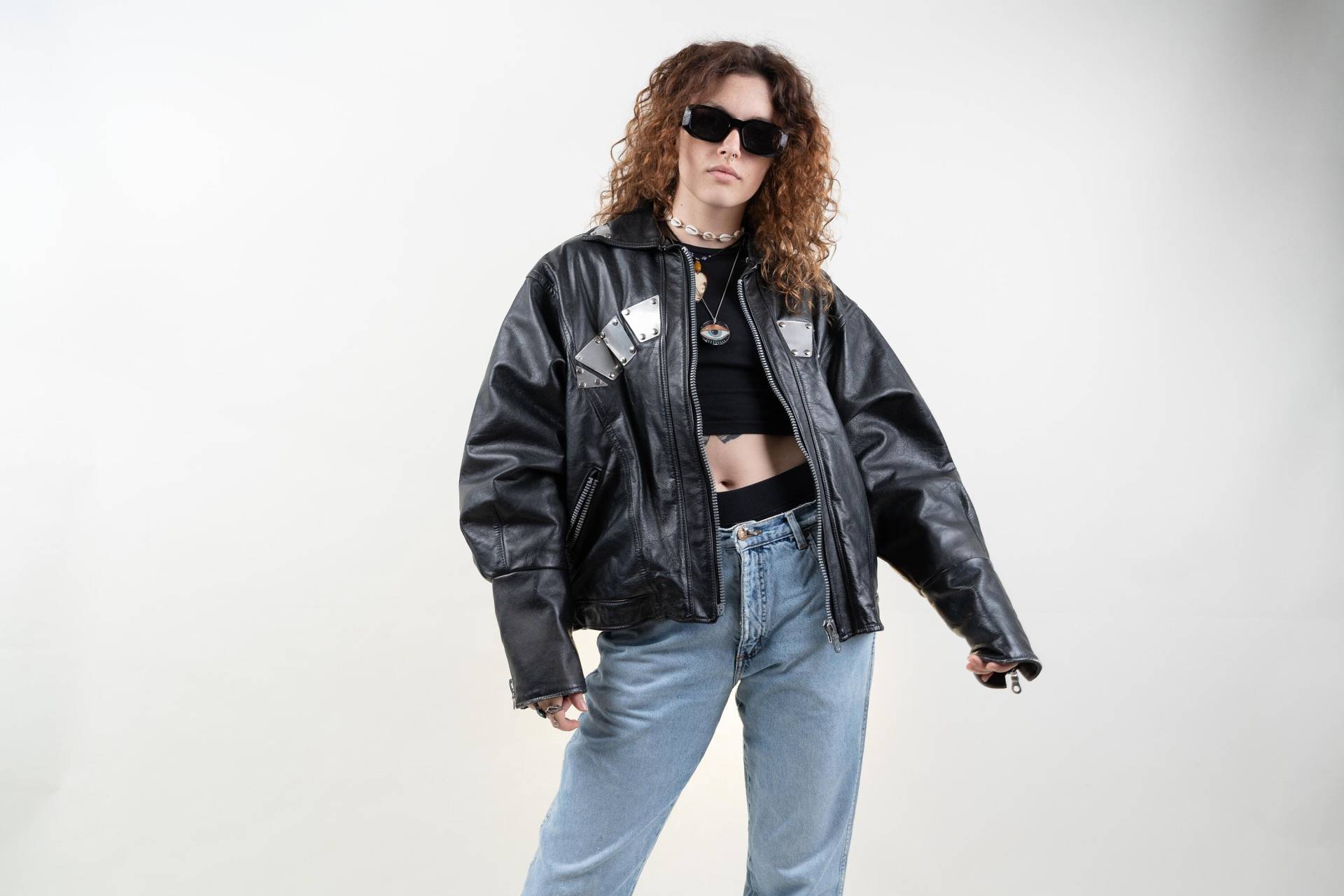 Black Vintage Leather Jacket | Classic Retro Style Authentic 90S Biker Unique Outerwear Distressed Coat von nonaClothingVintage