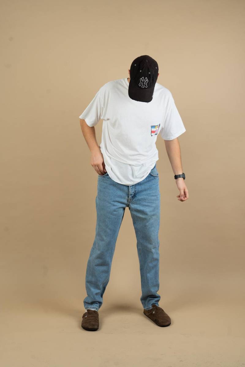 Size L W 34 Men Vintage Denim Jeans Dark Wash Regular Fit Baggy Cowboy Cut Boot 80S 90S Gender Neutral von nonaClothingVintage