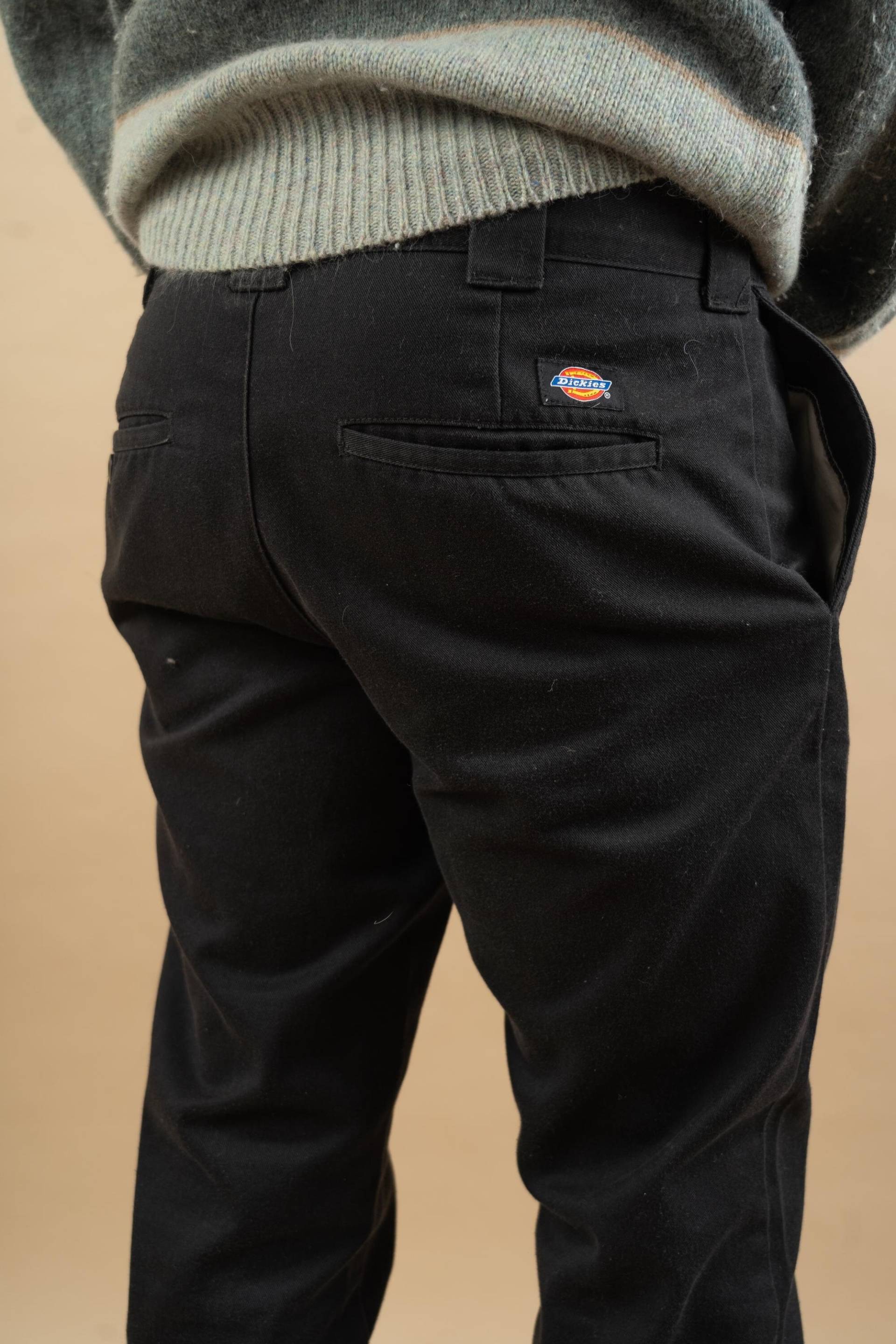 Size M Dickies Pants Slim Fit Black Vintage Trousers 80S Gender Neutral Second Hand von nonaClothingVintage