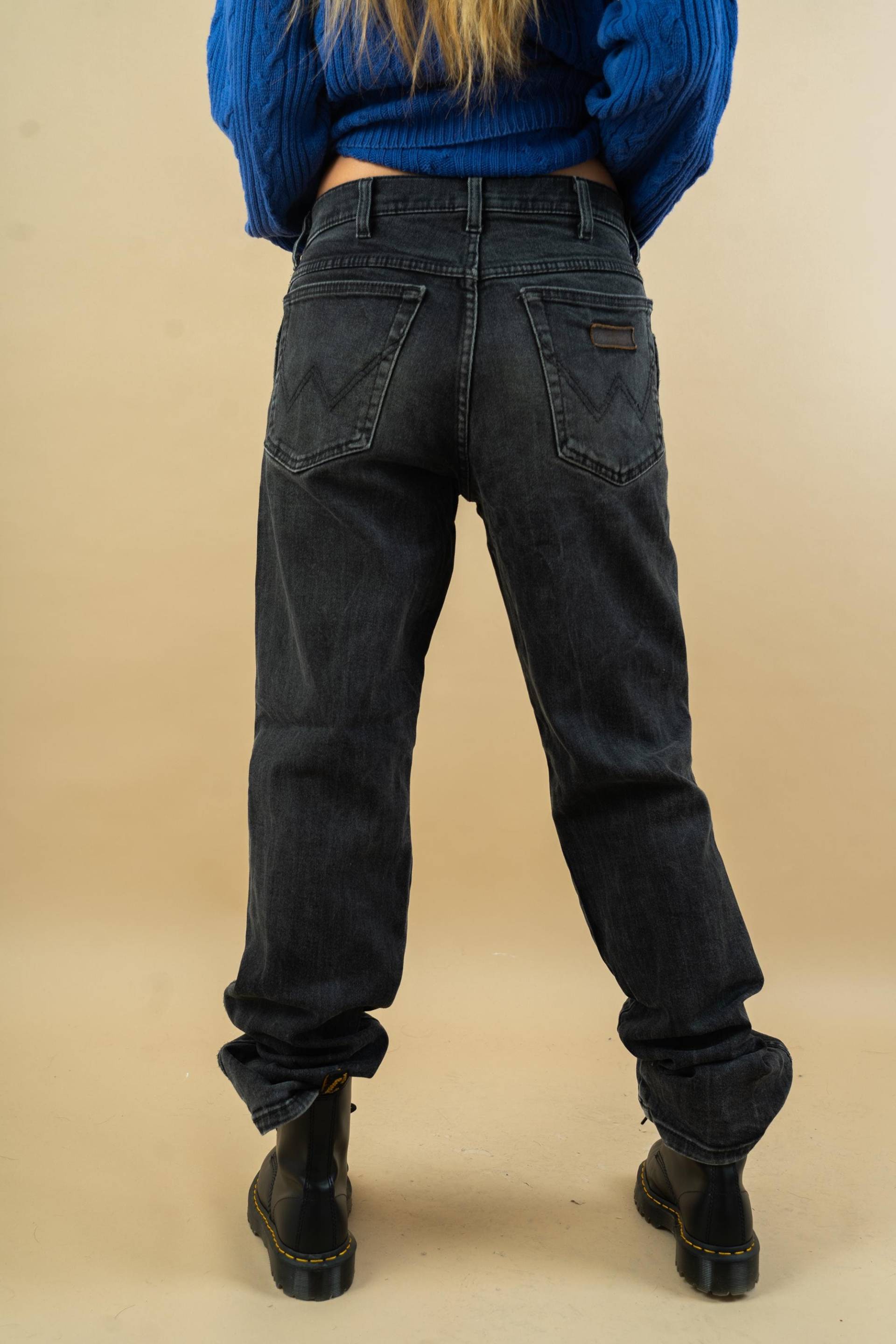 Size S/M Wrangler Jeans Black 80S Vintage Denim Pants Loose Fit Mid Waist 90S von nonaClothingVintage