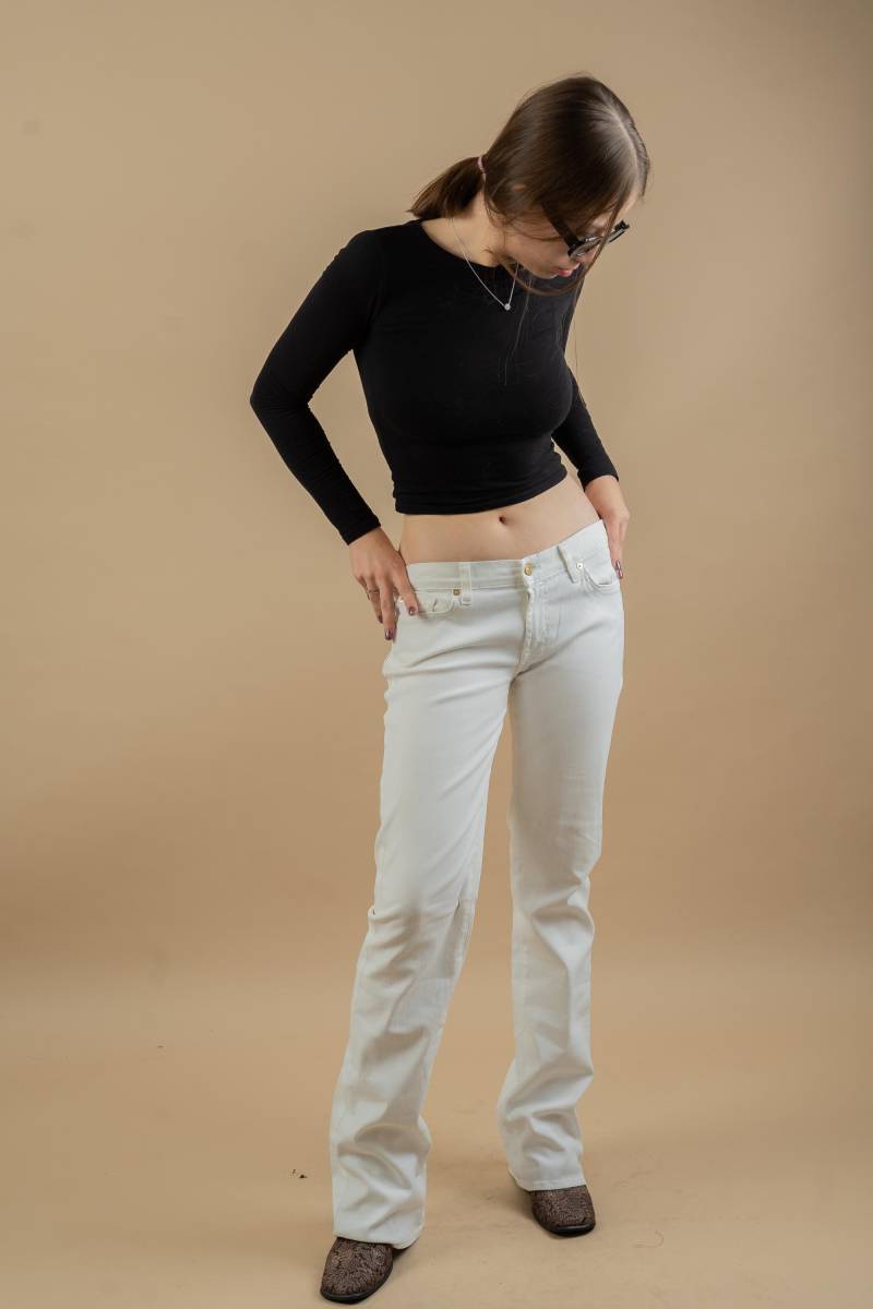 Size S W32/32 White 7 For All Mankind Y2K Denim Jeans Pants Regular Fit 80S von nonaClothingVintage