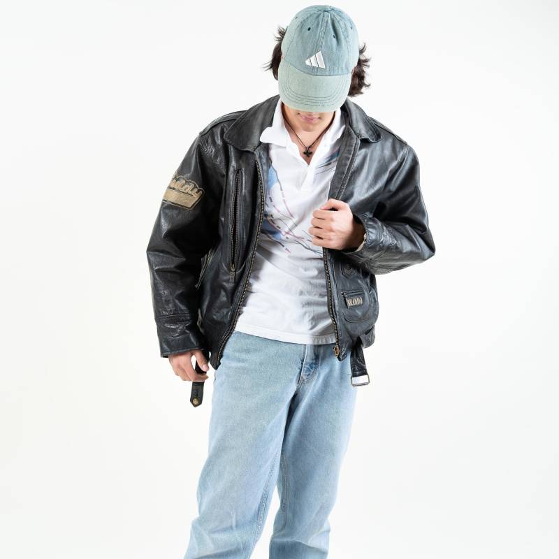 Stunning Vintage Leather Jacket | Classic Retro Style Authentic 90S Biker Unique Outerwear Distressed von nonaClothingVintage