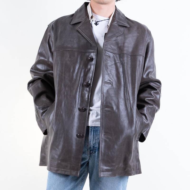 Vintage 80S Brown Distressed Leather Jacket - Size L Gender Neutral von nonaClothingVintage