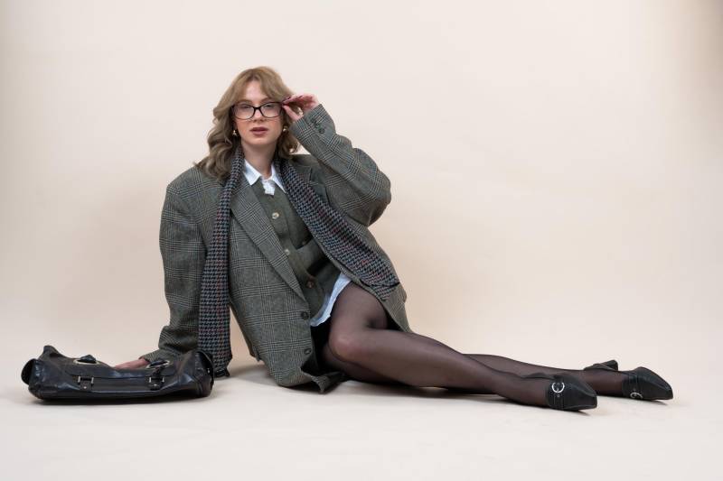 Vintage 80S Oversized Blazer | Check Pattern Earthy Tones Light Dark Academia - Virgin Wool Oversized von nonaClothingVintage