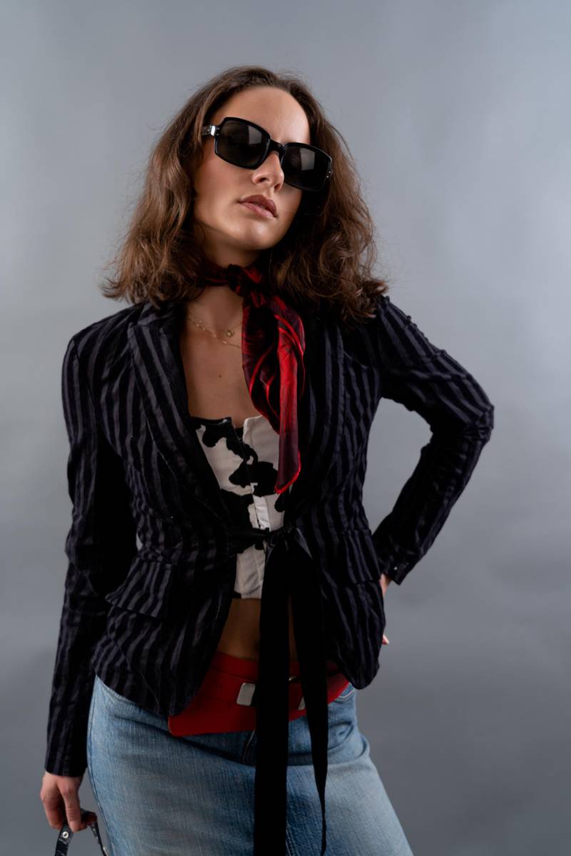 Vintage 90S Black Waisted Jacket - Brown Grunge Style Blazer | Y2K Low Waist Pinterest Inspired S/M von nonaClothingVintage