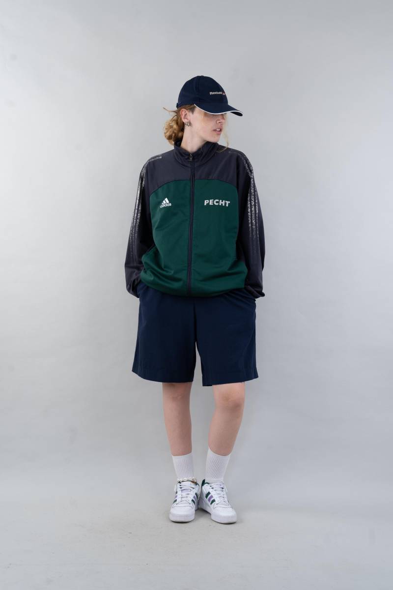 Vintage Adidas Sport Jacket Trainings Black Green With Print Size L 80S 90S Y2K von nonaClothingVintage