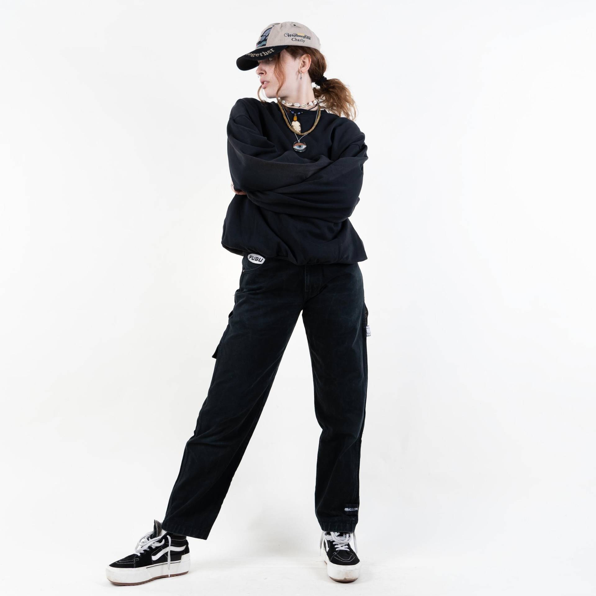 Vintage Black Jumper Hard Cotton Sweatshirt Size Xl 80S 90S von nonaClothingVintage