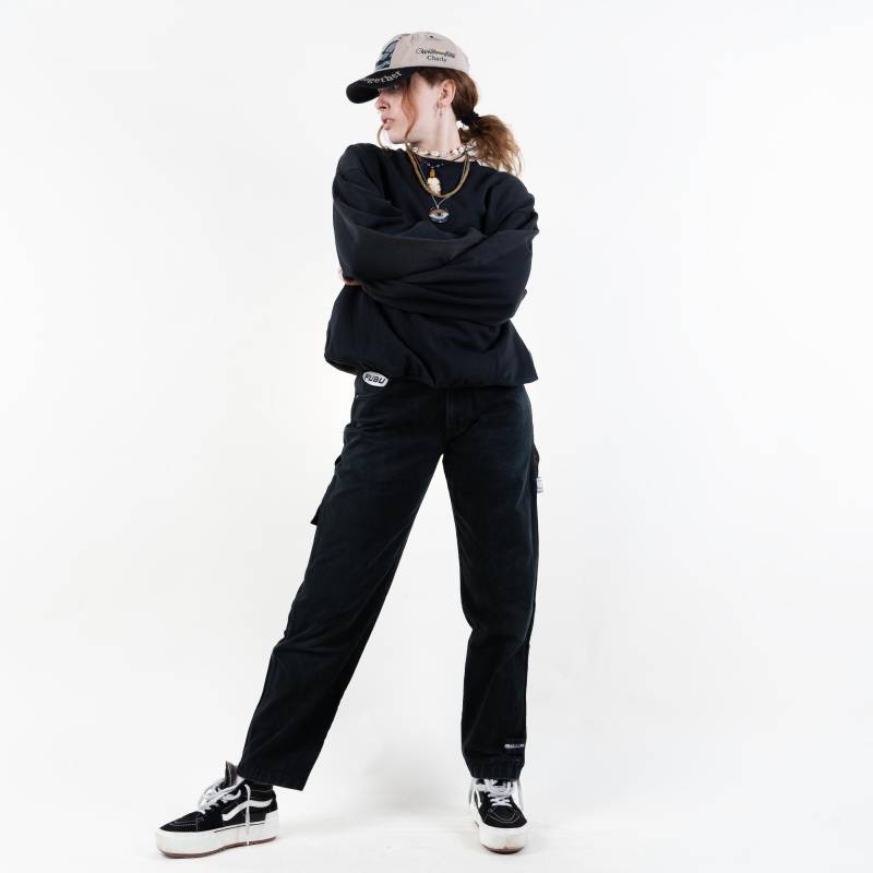 Vintage Black Jumper Hard Cotton Sweatshirt Size Xl 80S 90S von nonaClothingVintage