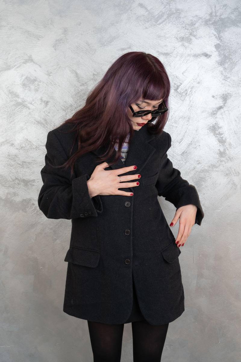 Vintage Blazer Black Loden Cottage Core Waisted 90S Y2K Gender Neutral von nonaClothingVintage