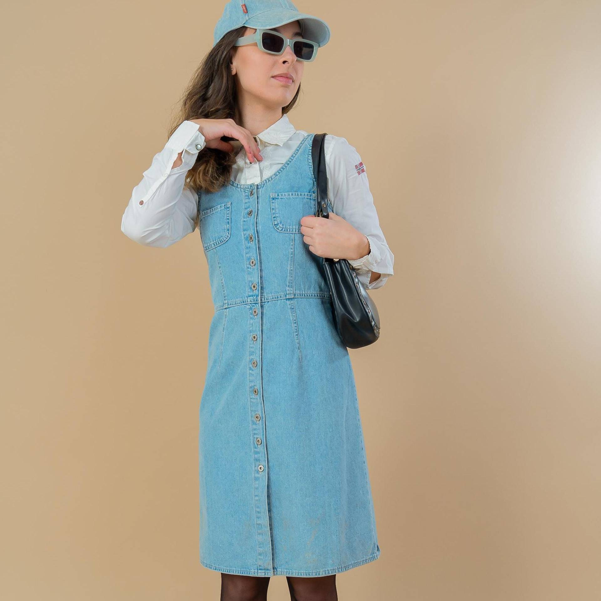 Vintage Button Up Denim Dress Size S | Timeless Fashion Staple Retro Style von nonaClothingVintage