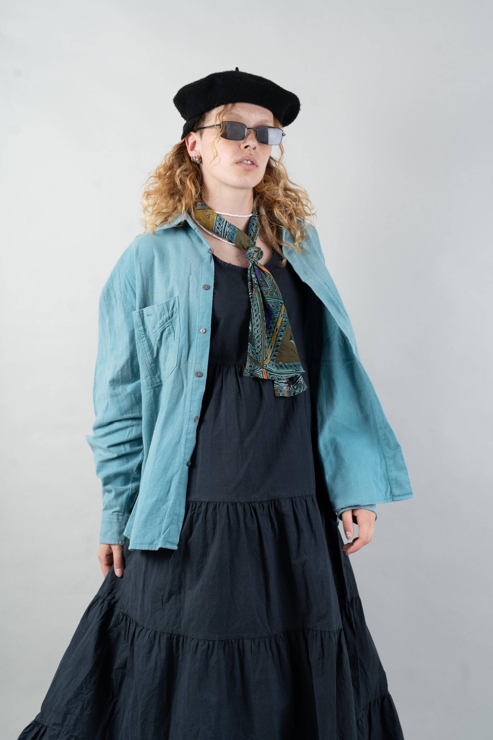 Vintage Corduroy Shirt Turquoise Size Xl 80S 90S Unisex Oversized von nonaClothingVintage