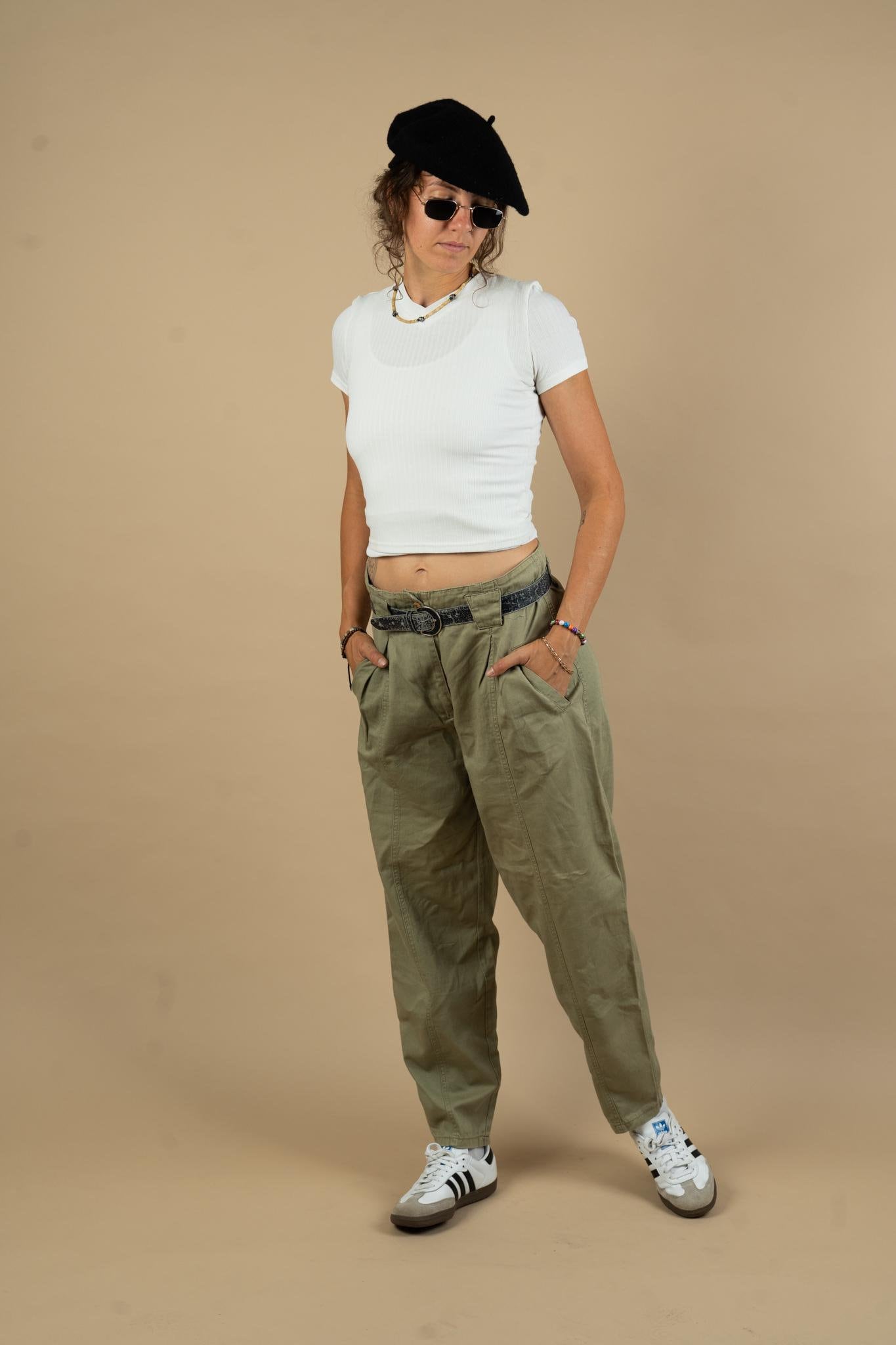 Vintage Culotte Aladin Pants Green Size M/L High Waist 80S von nonaClothingVintage