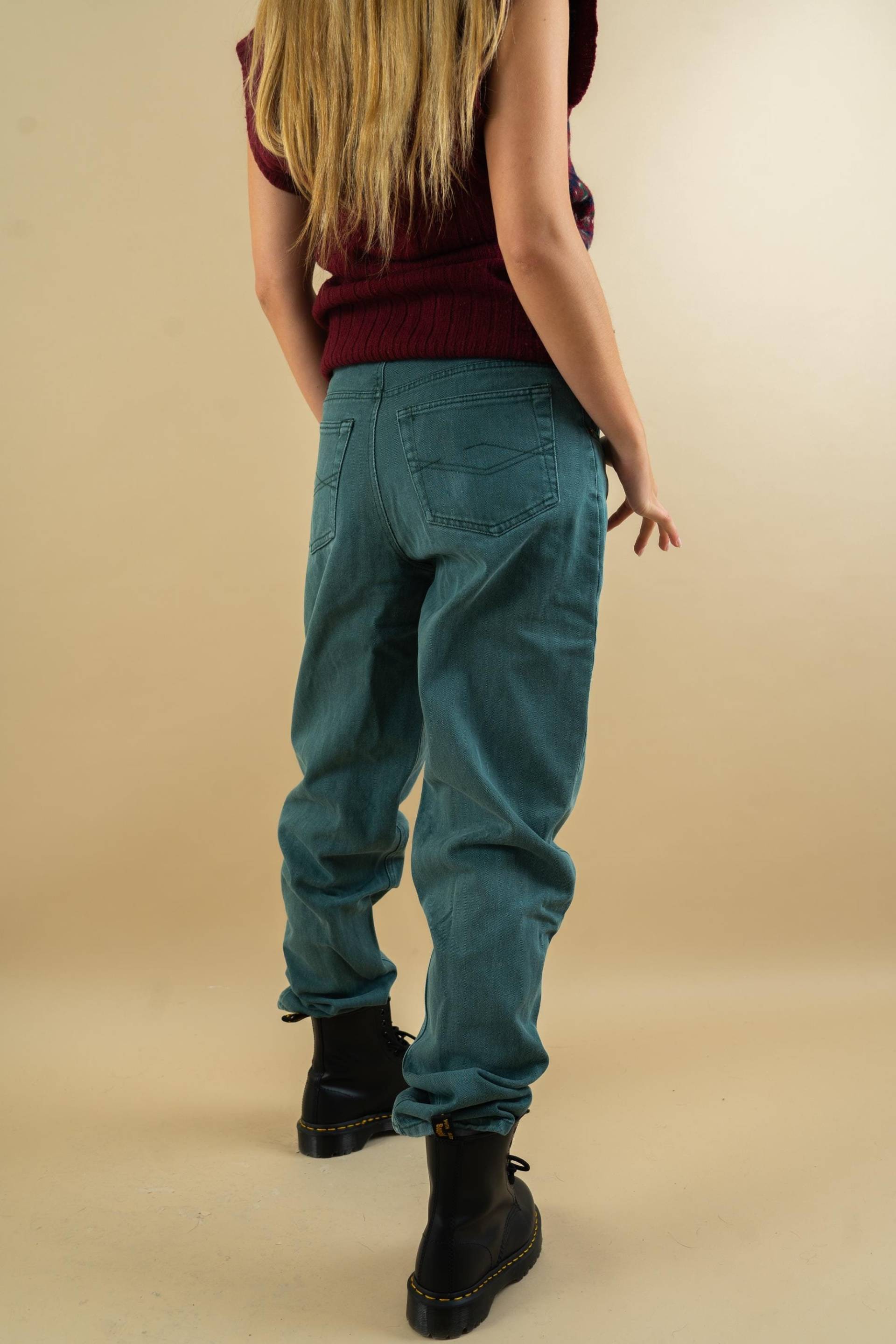 Vintage Denim Jeans Green Blue Size M Mom 80S von nonaClothingVintage