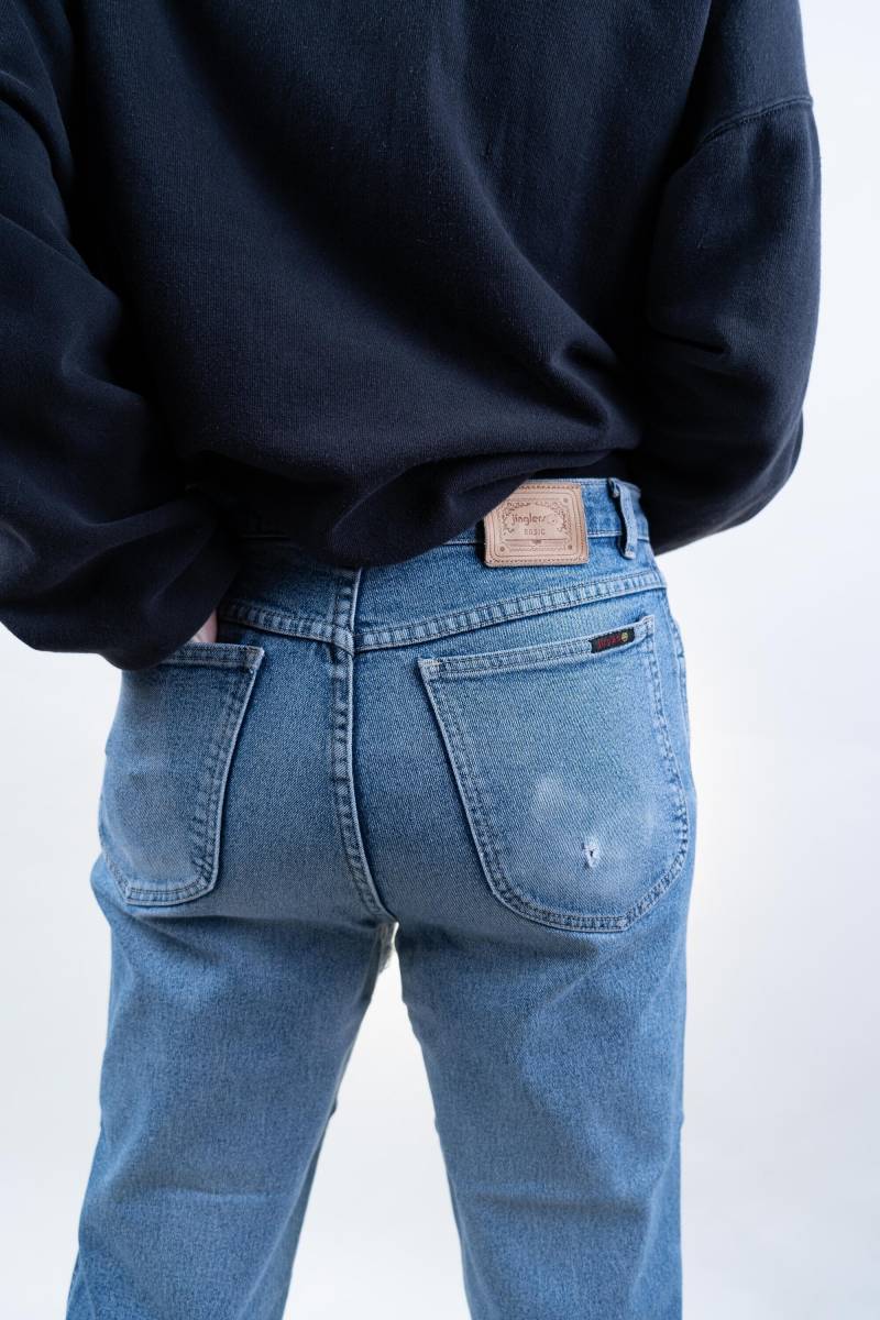 Vintage Denim Jeans Size M High Waist Hard Cotton Jingler 80S von nonaClothingVintage