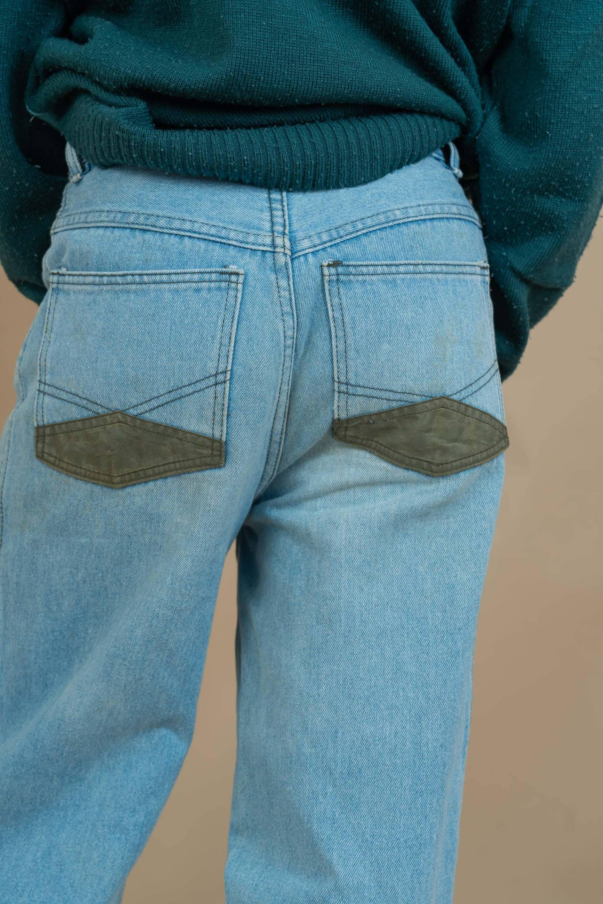 Vintage Denim Pants Blue Wash Baggy Mom High Waist Size S 80S 90S von nonaClothingVintage