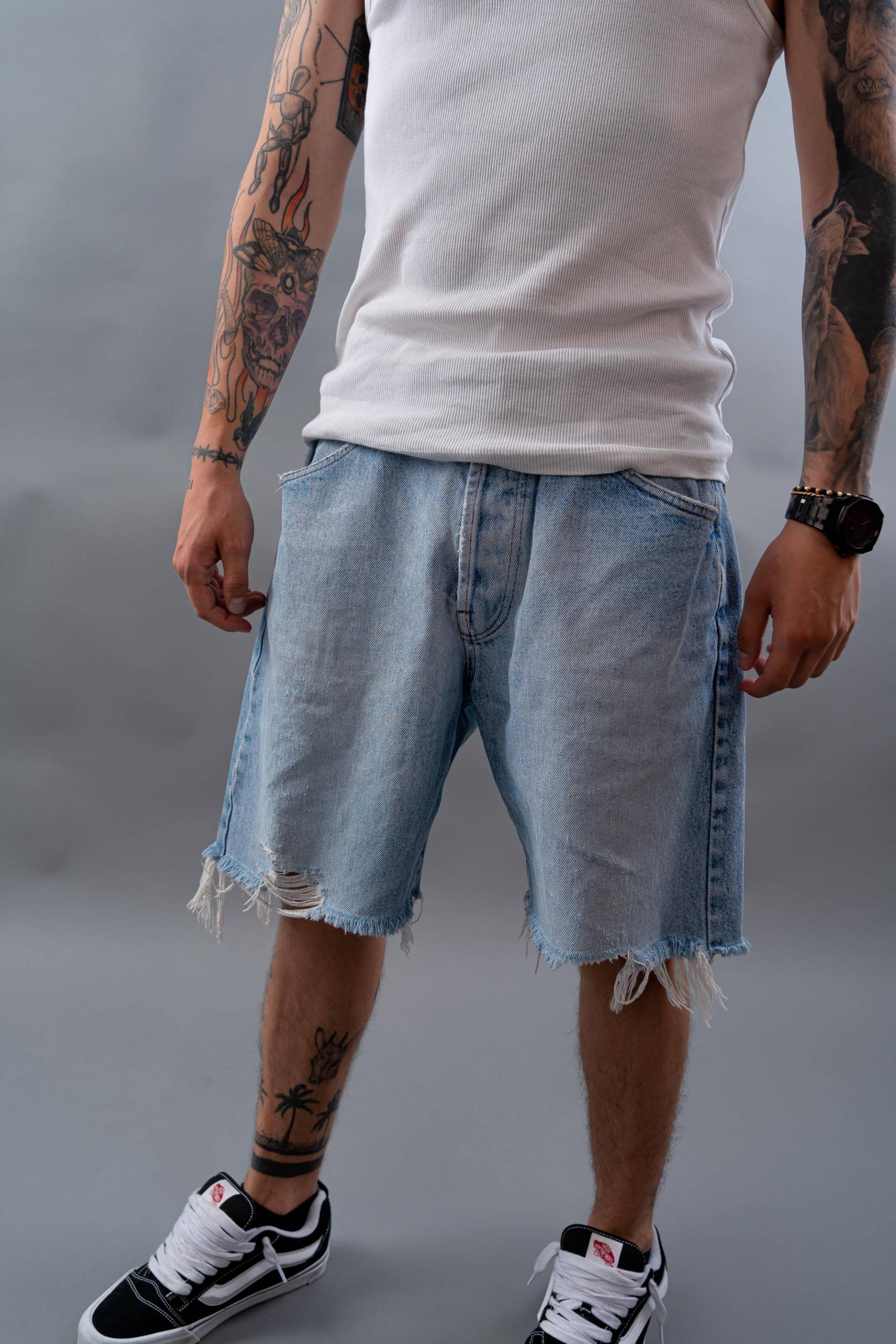 Vintage Denim Shorts Size Xl Blue Washed 80S Gender Neutral Waist 40 cm 34/32 von nonaClothingVintage